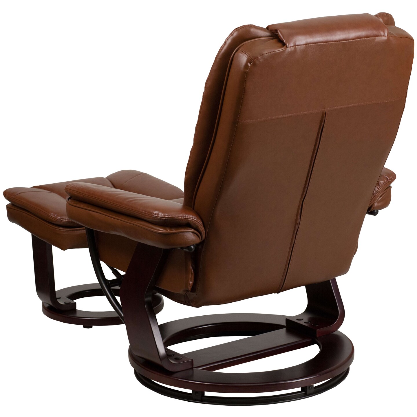 Emma and Oliver Multi-Position Stitched Recliner & Ottoman with Swivel Base