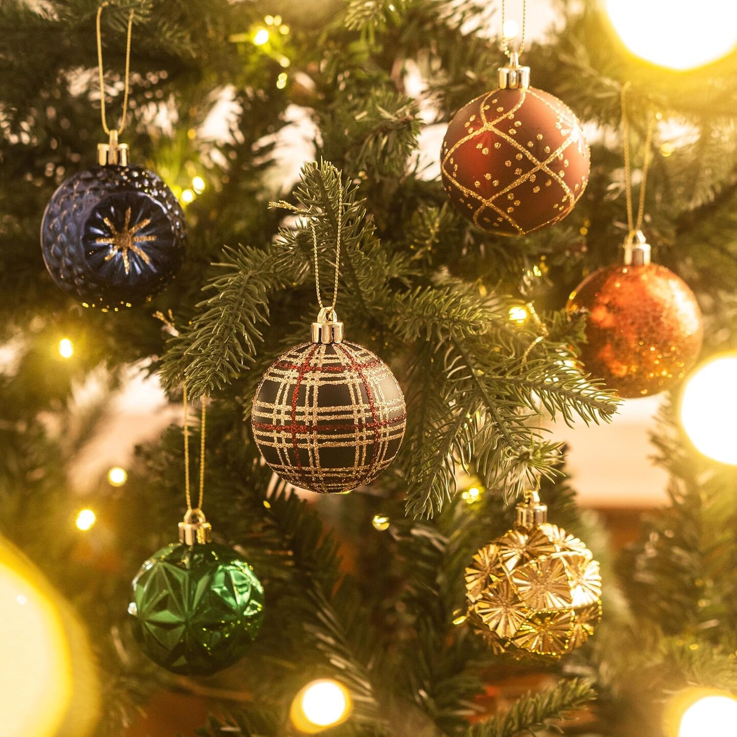 Ornaments for Christmas Trees 16ct 2.36 Inches (Red Green and Gold)