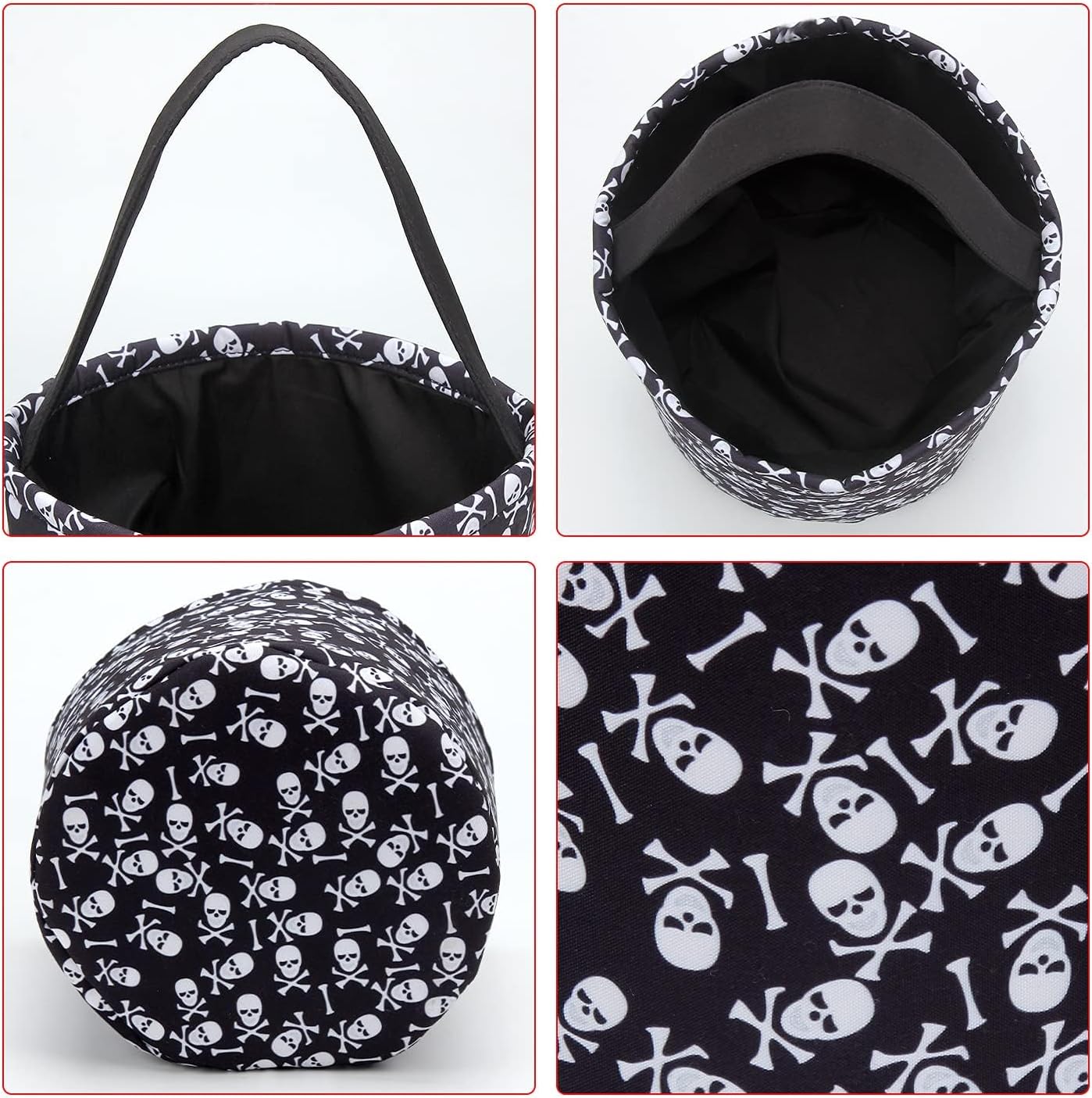 Halloween Candy Buckets Bag (Black & White) - 12 x 7.5 x 0.7 inches