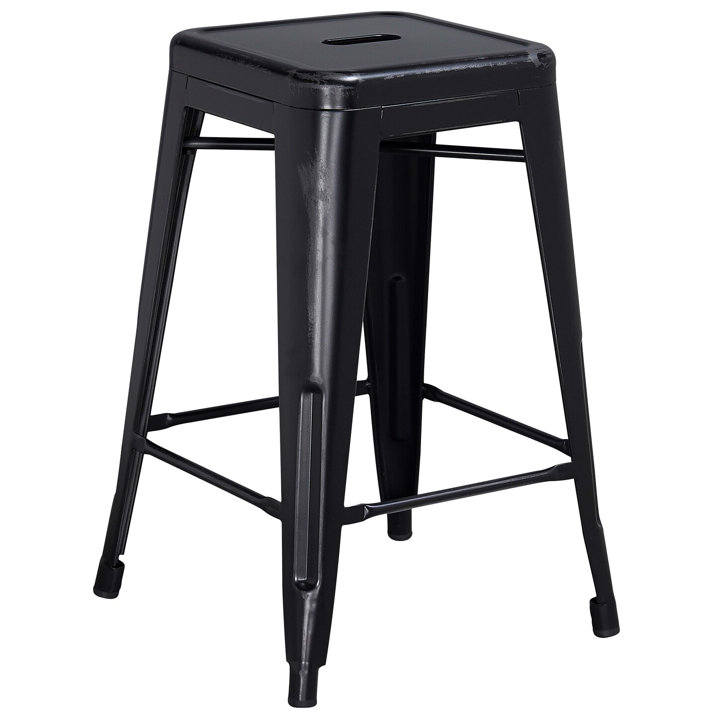 Merrick Lane Elba Series Metal Stool with Powder Coated Finish and Integrated Floor Glides