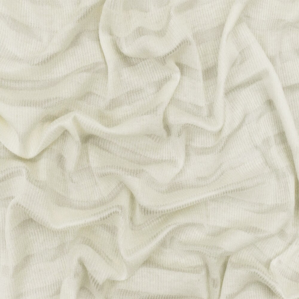 Pure Ivory-Ivory Stripe Stretch Cotton 2X2 Rib Knit Fabric By the Yard