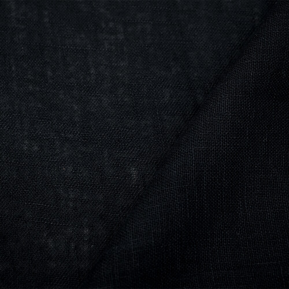 Deep Navy Washed Blue Semi-Sheer Solid Linen Woven Fabric By the Yard