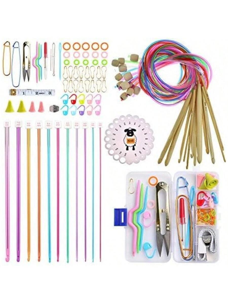 23-Piece Tunisian Crochet Hook Set – Metal & Carbonized Afghan Hooks (2.0–10.0 mm) for Knitting & Crochet Projects