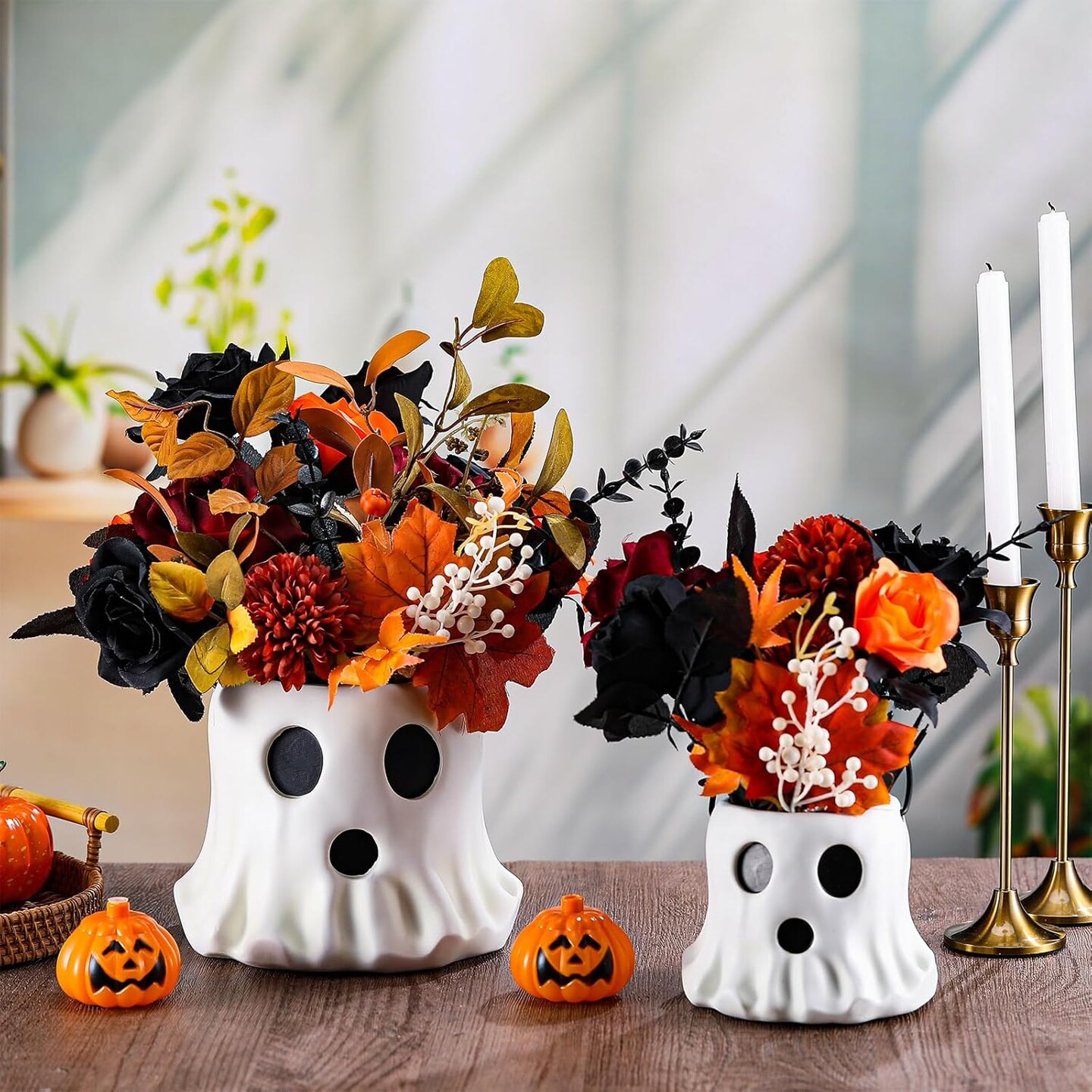 2 Pack Ghost Bucket Decor Halloween (White) 11.81&#x22;L x 11.81&#x22;W x 7.87&#x22;H