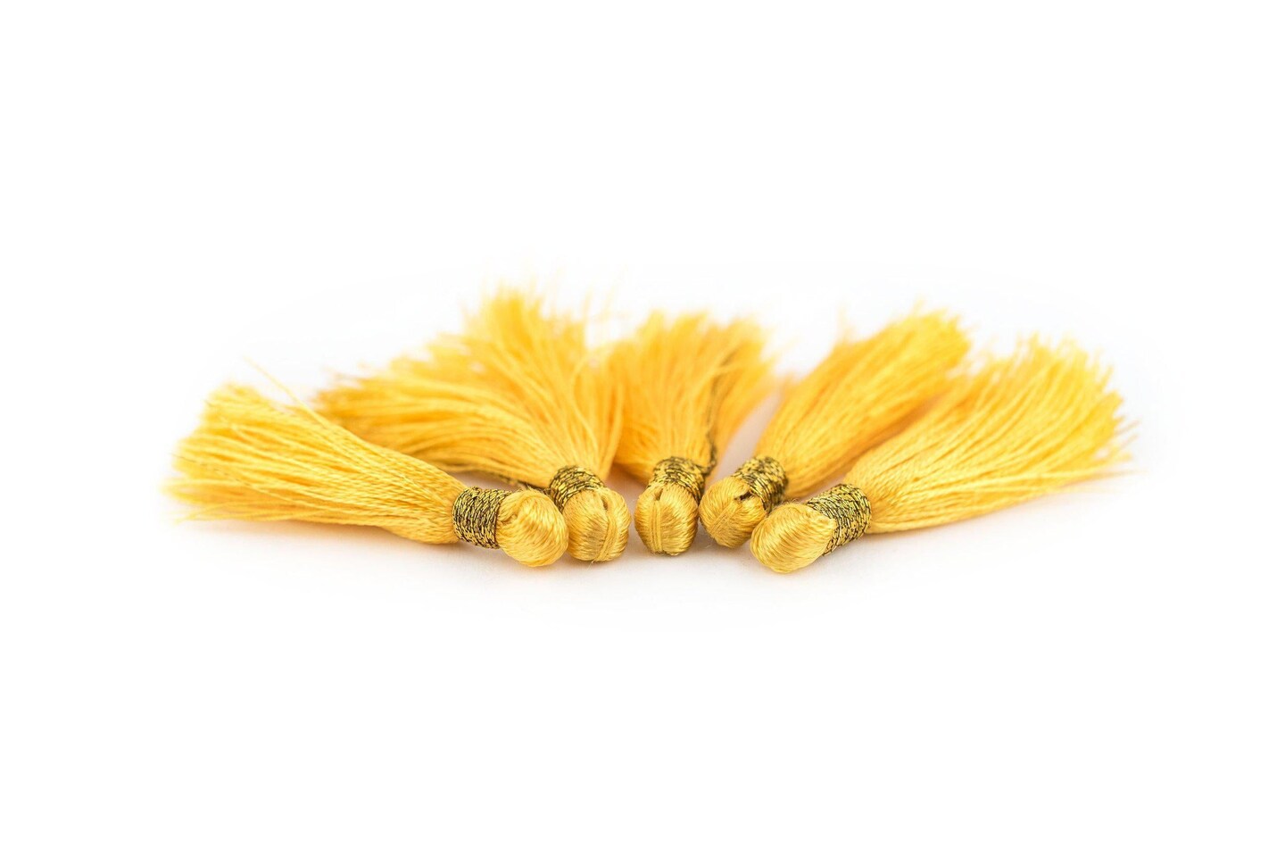 The Bead Chest Yellow 3cm Silk Tassels (5 Pack)