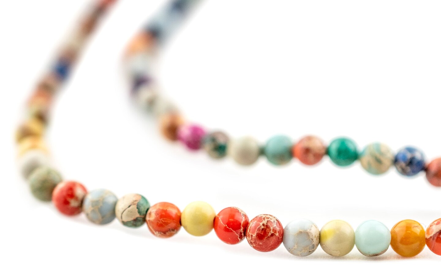 The Bead Chest Rainbow Sea Sediment Jasper Beads 4mm Multicolor Round Gemstone 15 Inch Strand