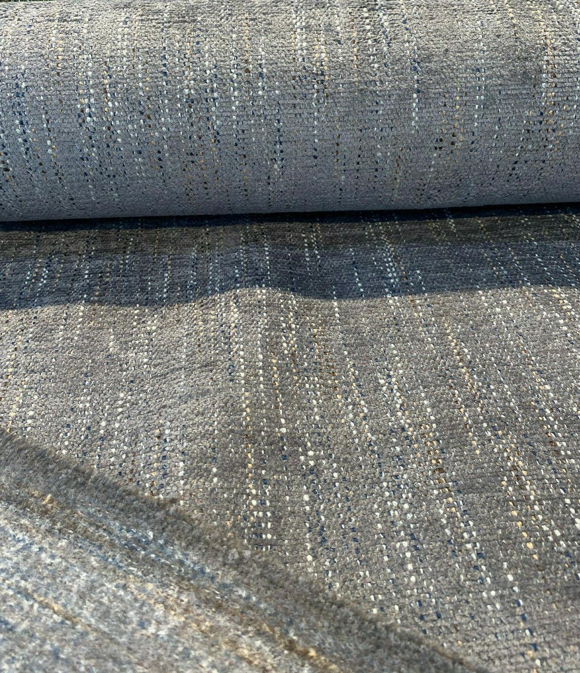 1 Yard Upholstery Chenille Fabric Flannel Barrow Gray Blue Tone Soft 100% Polyester 57 Inch Width
