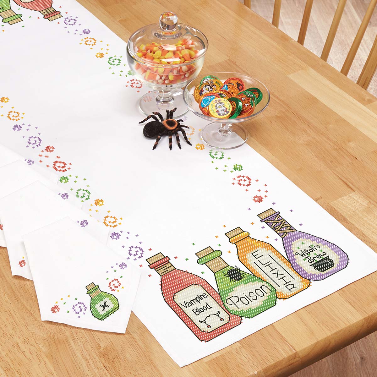 Herrschners Apothecary Brews Runner & Napkins Stamped Cross-Stitch