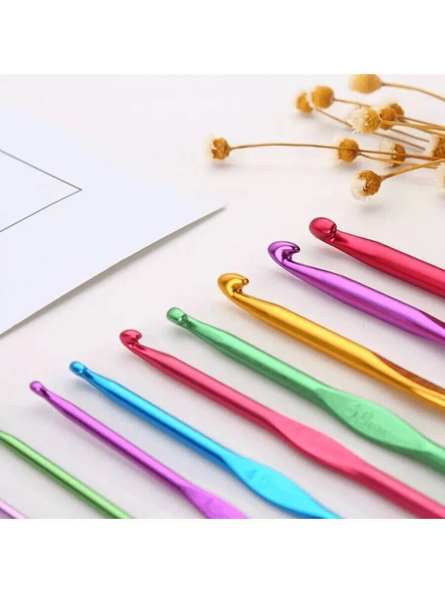 14-Piece Colorful Aluminum Crochet Hook Set 2-10 Mm Knitting Needles, Suitable For Beginners, Single-Head Knitting Crochet DIY Tools, Sweater Scarf Needles