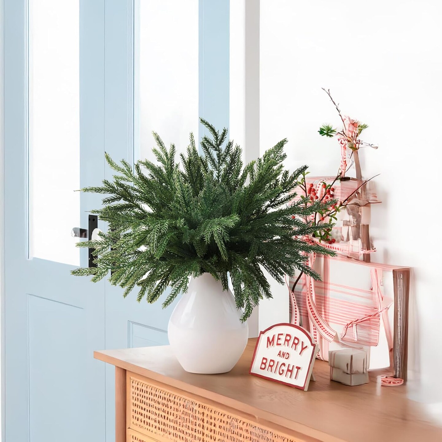 12 Pcs Christmas Norfolk Pine Stems (Green) 15.7&#x22;D x 7&#x22;W x 15.7&#x22;H