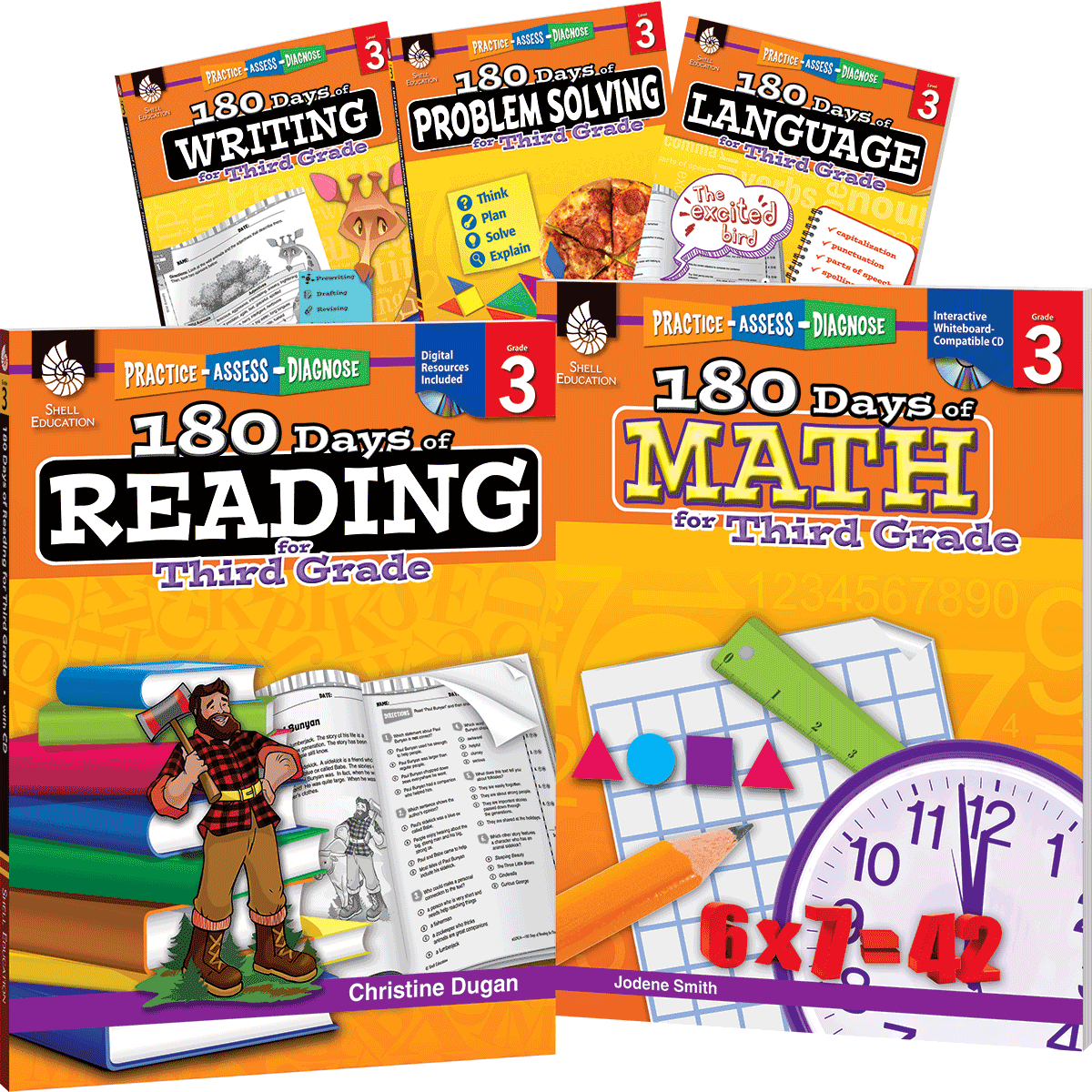 180 Days™: Reading, Math, Problem Solving, Writing, & Language for Grade 3: 5-Book Set