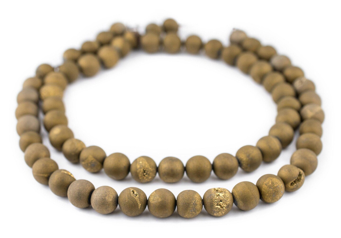 The Bead Chest Gold Round Druzy Agate Beads (12mm): Organic Gemstone Round Spherical Energy Stone Healing Power Crystal for Jewelry Bracelet Mala Necklace Making