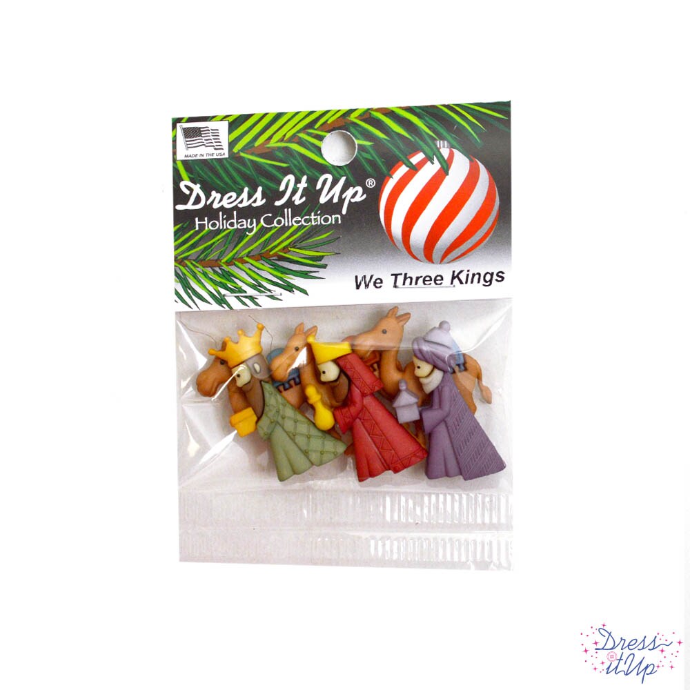 Dress It Up Buttons We Three Kings Religious Nativity Christmas Themed Buttons