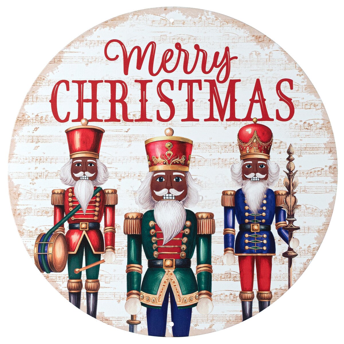 12&#x2033; African Amarican Merry Christmas Nutcracker Metal Sign &#x2013; Holiday Wall or Wreath Accent