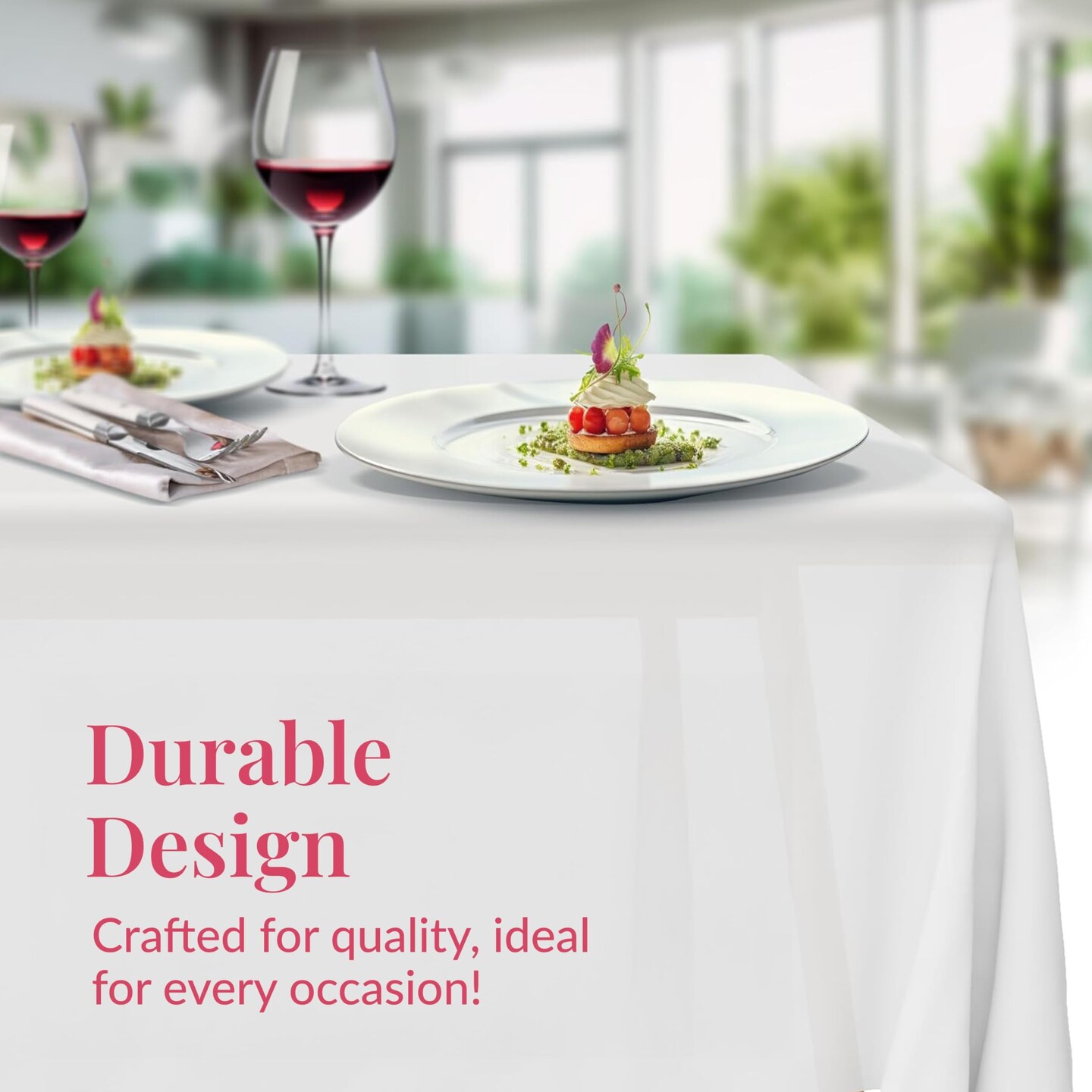 Prestee 24 Plastic Table Cloth Disposable - 108 x 54 White Tablecloth Rectangle - Plastic Table Cover for Parties, BBQs, Weddings, Outdoor Gatherings, and Fine Dining Events