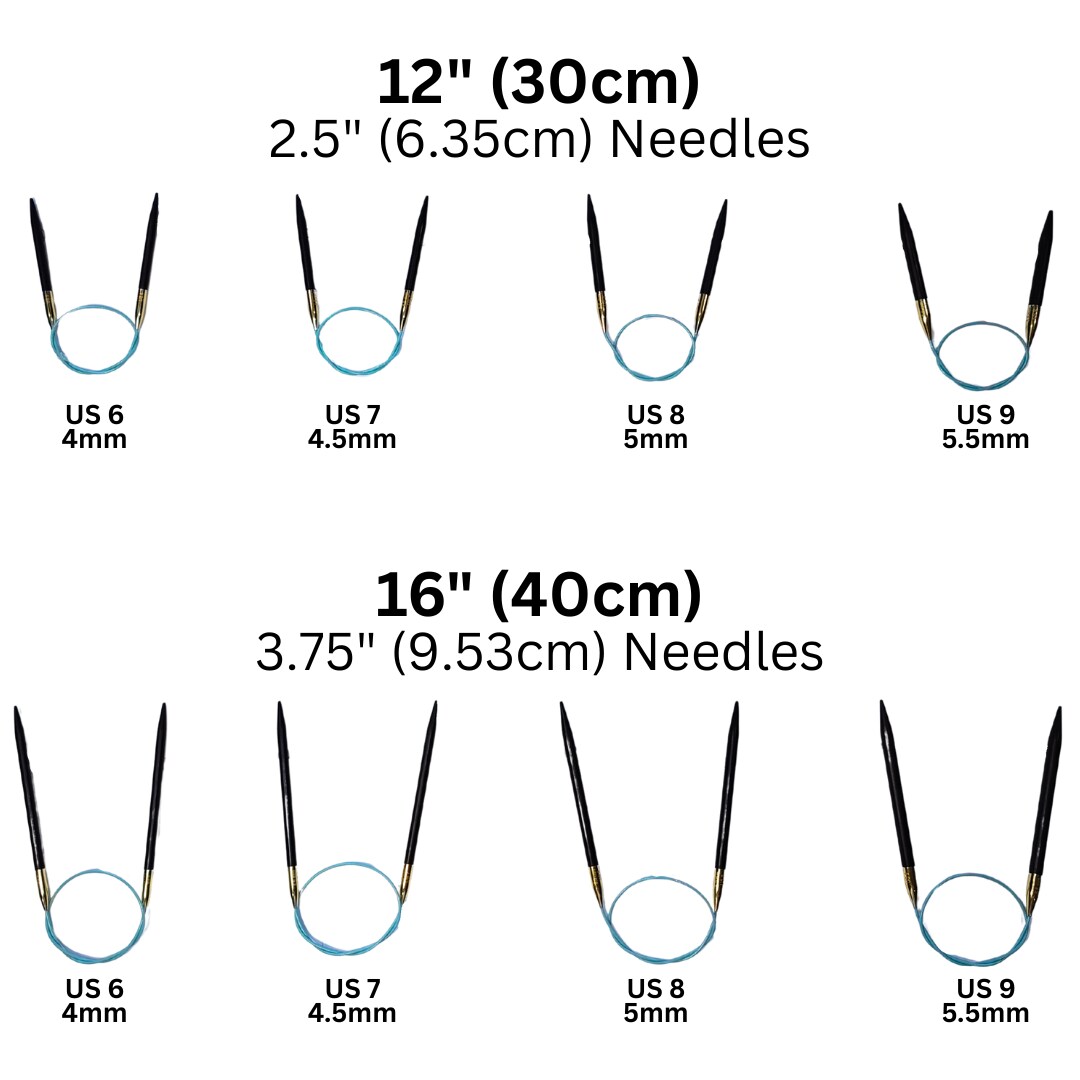 Blue Silk | Hat Set | Ebony Circular Knitting Needles | 8 Sizes | w/custom case
