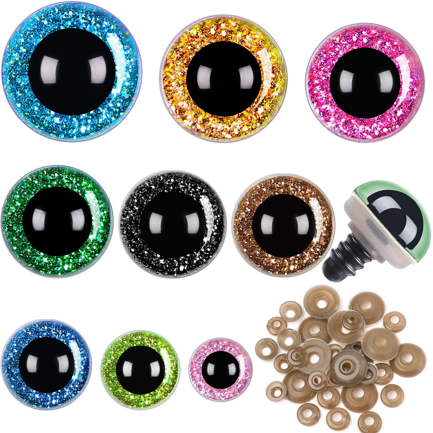 LuLiyLdJ 2 Pièces 18 Mm Rose Yeux De Securite Amigurumi, Yeux Crochet, Yeux Mobiles Autocollants