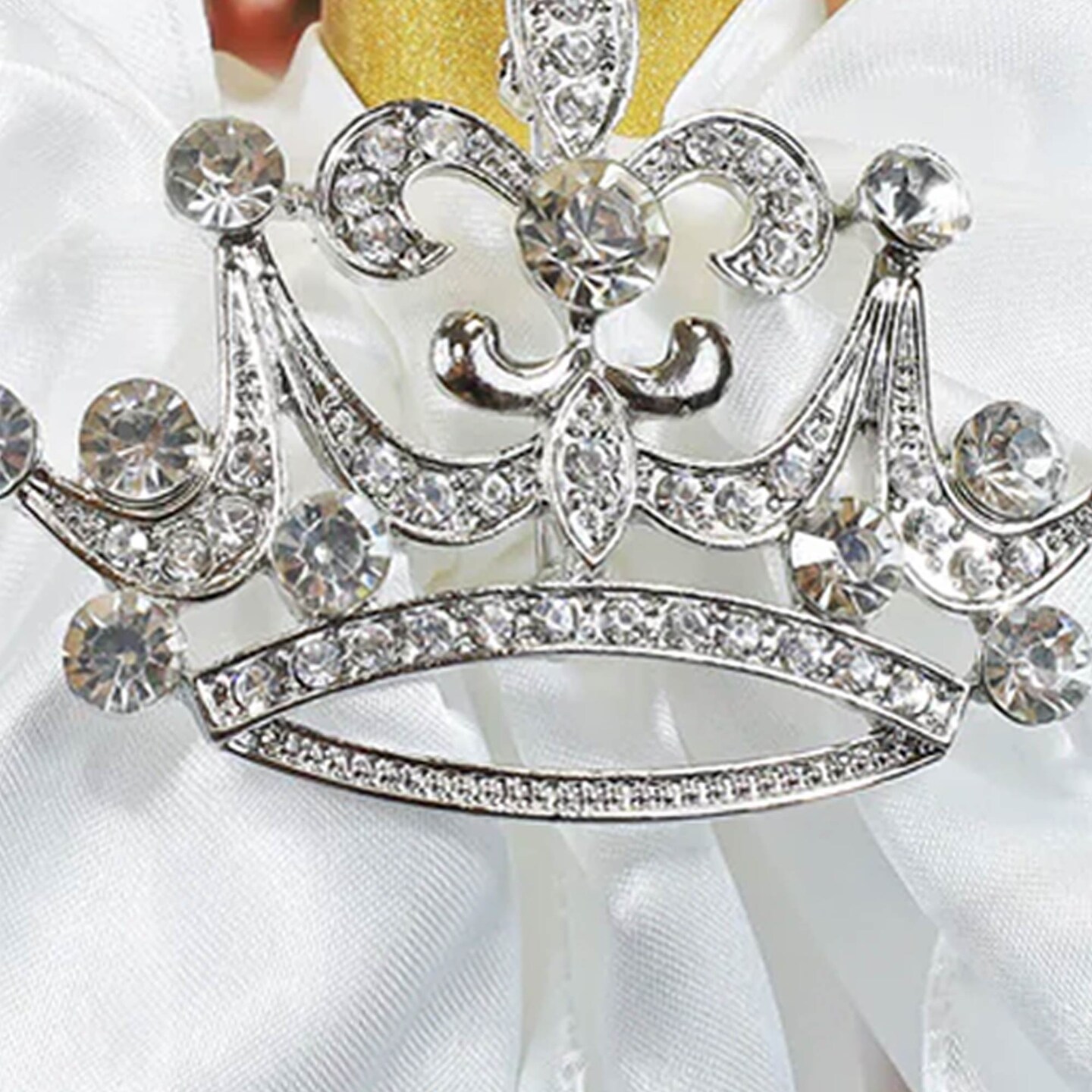 Crown Rhinestone Chair Band Buckle Silver Metal Decor 2 Inch Width