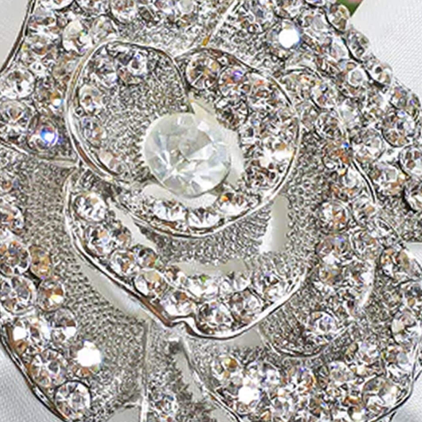 Rose Rhinestone Chair Sash Buckle Silver Metal Accent 2 Inch Width