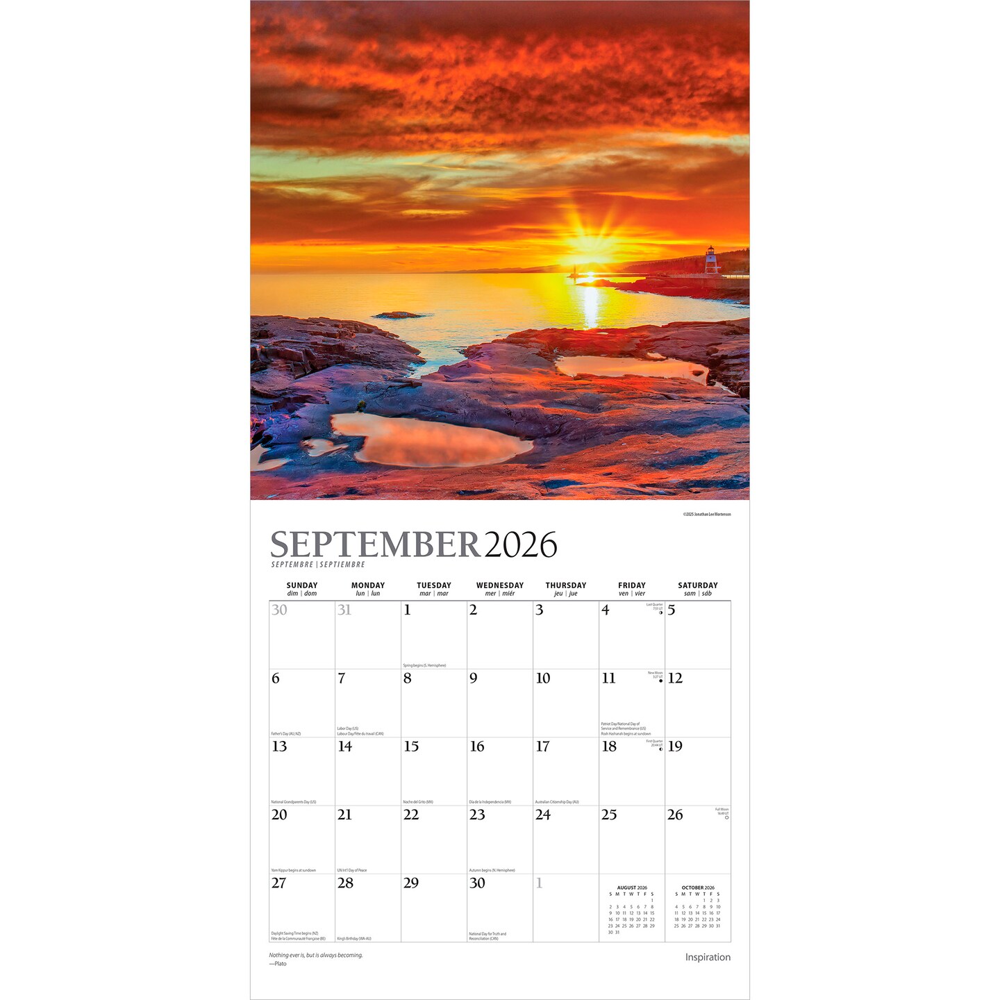 Inspiration | 2026 12 x 24 Inch (Hanging) Monthly Square Wall Calendar | Foil Stamped Cover
