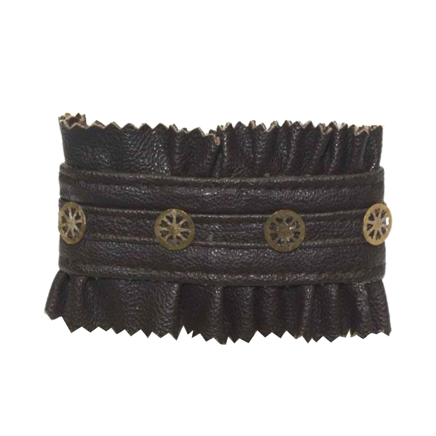 Steampunk Faux Leather & Gears Bracelet Adult Costume Jewelry