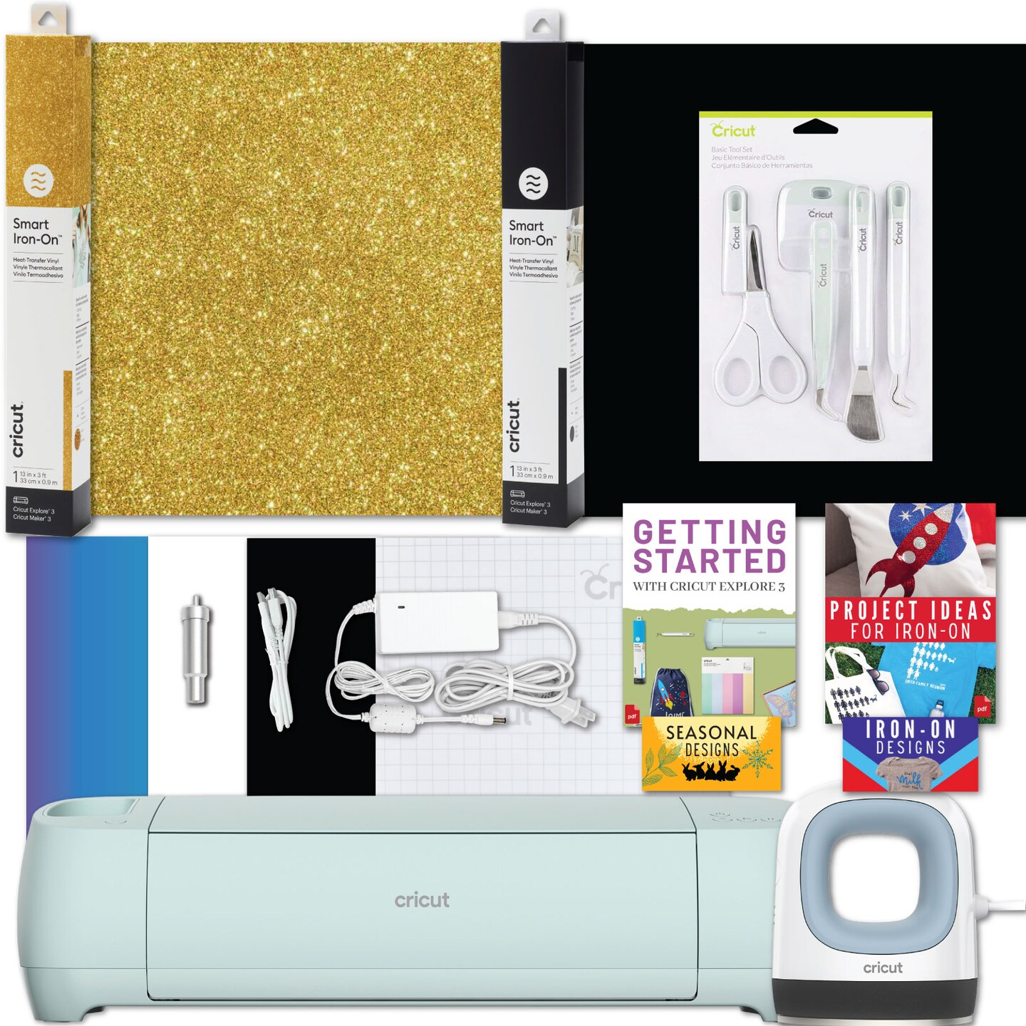 Cricut Explore 3 Cutting Machine with Mini EasyPress and Smart Iron-On Bundle