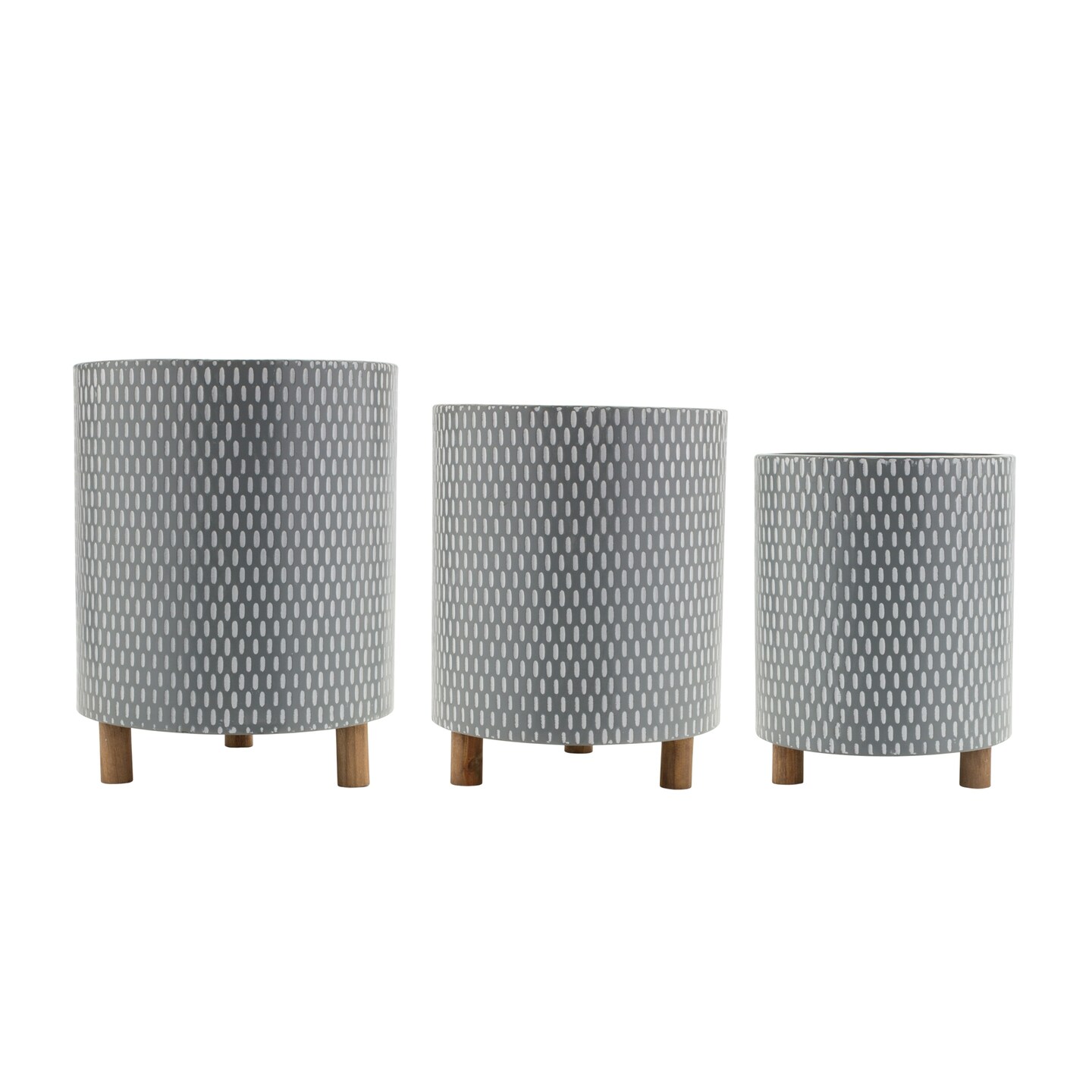 Melrose Geometric Planters with Legs - 15&#x22; - Blue and White - Set of 3