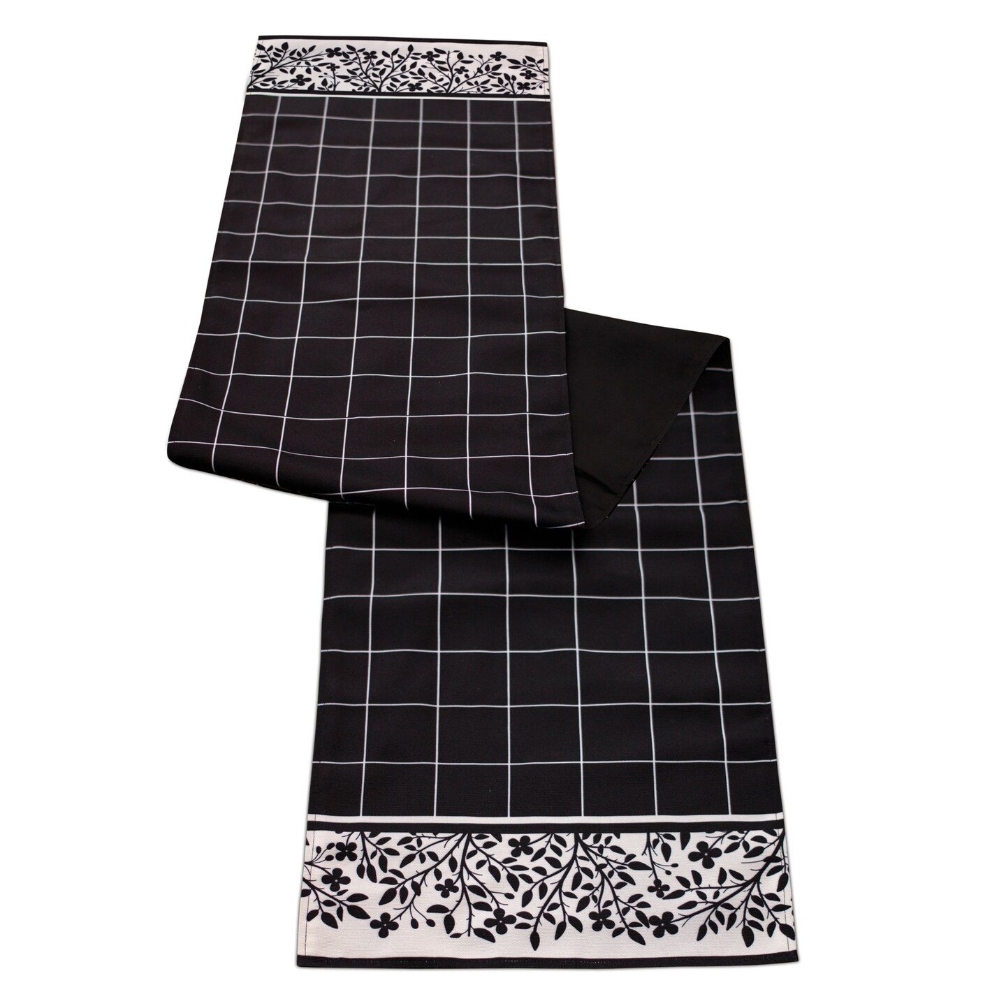 Melrose Plaid Table Runner - 72&#x22; - Black and White