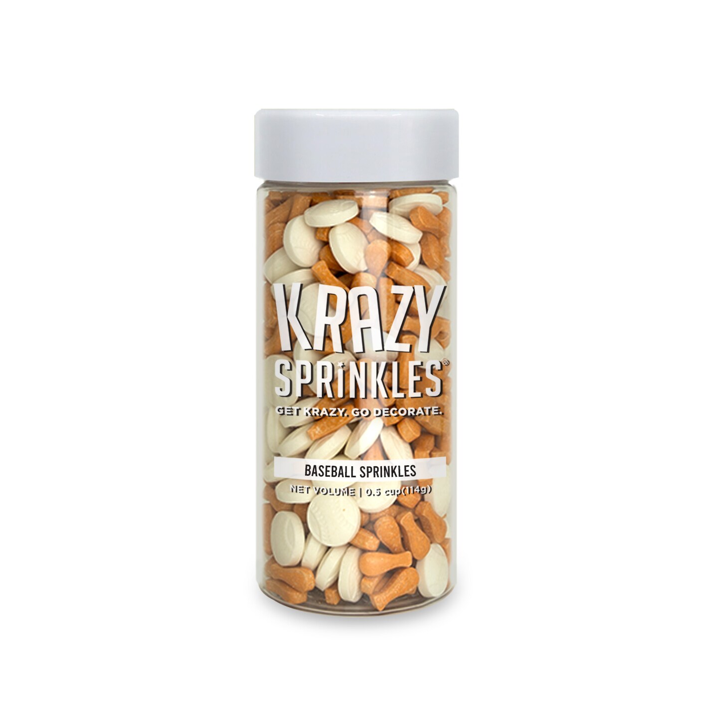 Krazy Sprinkles - Baseball Shapes (1/2 Cup, 1x Jar) for Cakes, Ice Cream &#x26; Cookies