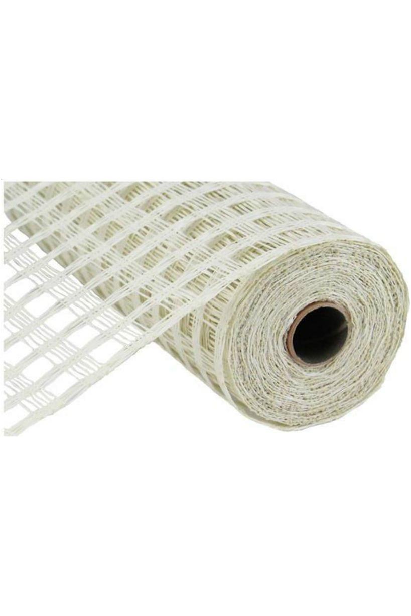 10&#x22; Poly Burlap Check Mesh Ribbon: Cream