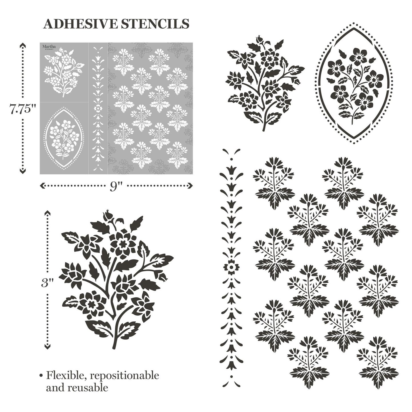 Martha Stewart&#x2122; Vintage Florals Stencil Kit - 14 pc. - 68513