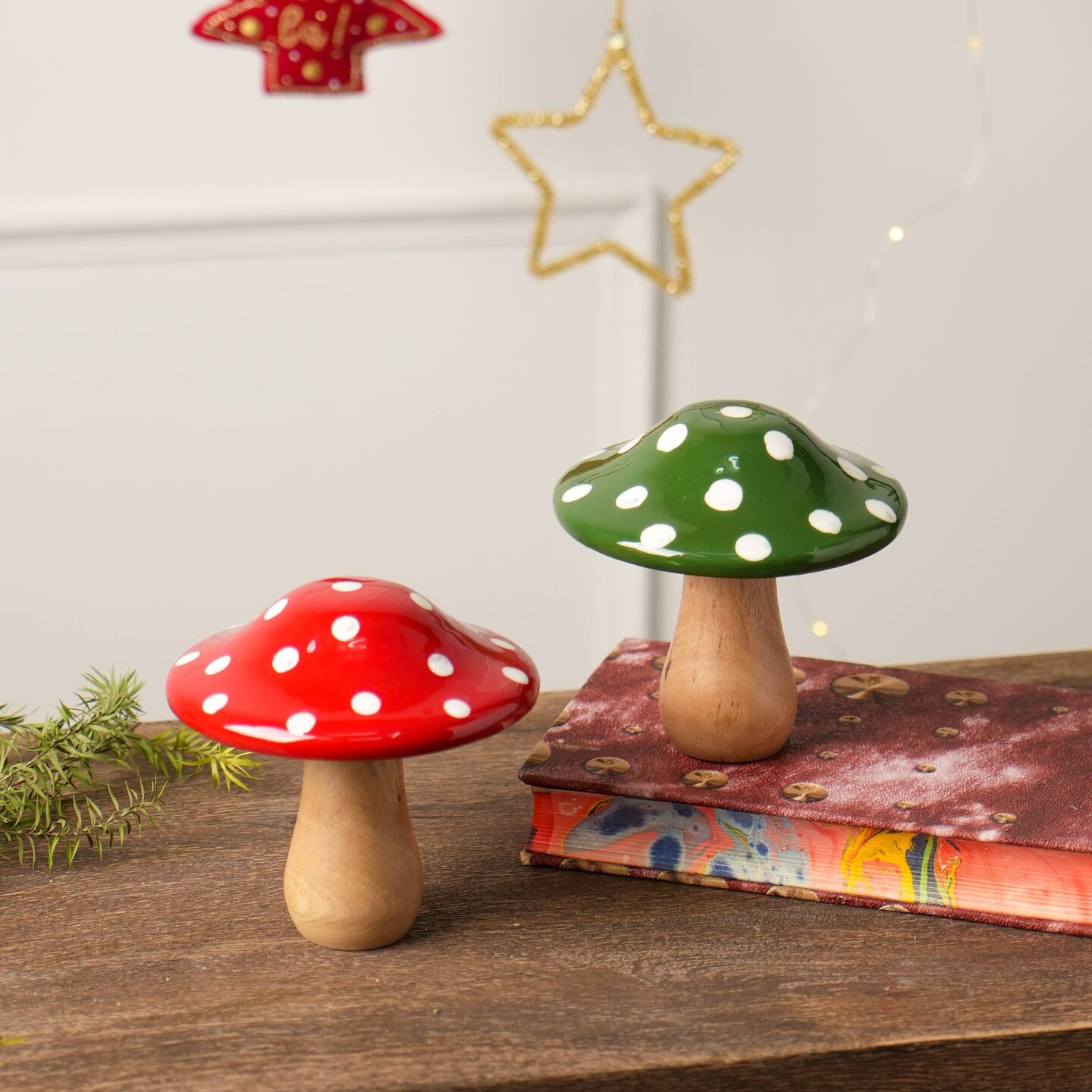 Woodland Whimsy Mushrooms - Green, Set of 2