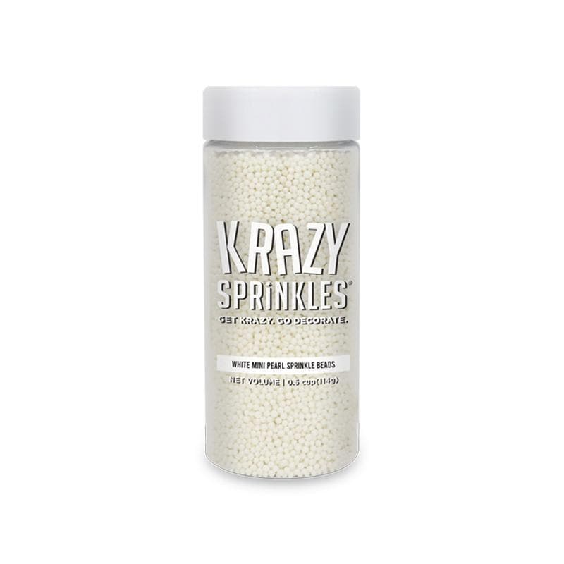 Krazy Sprinkles - White Pearl Mini Bead Edible Sprinkles (1/2 Cup 1x Jar)