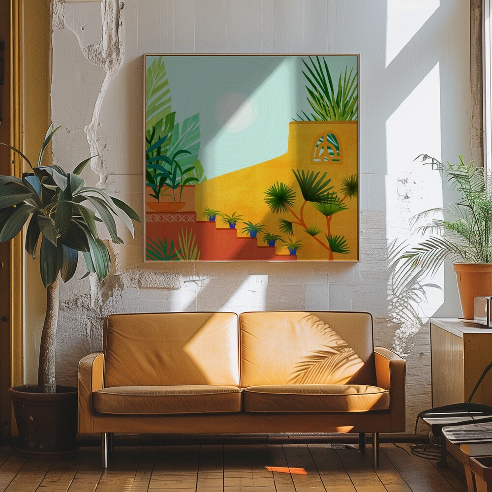 Colorful Garden Square Canvas Art | Modern Home Wall Decor 24x24 Canvas - Corporate Office Art