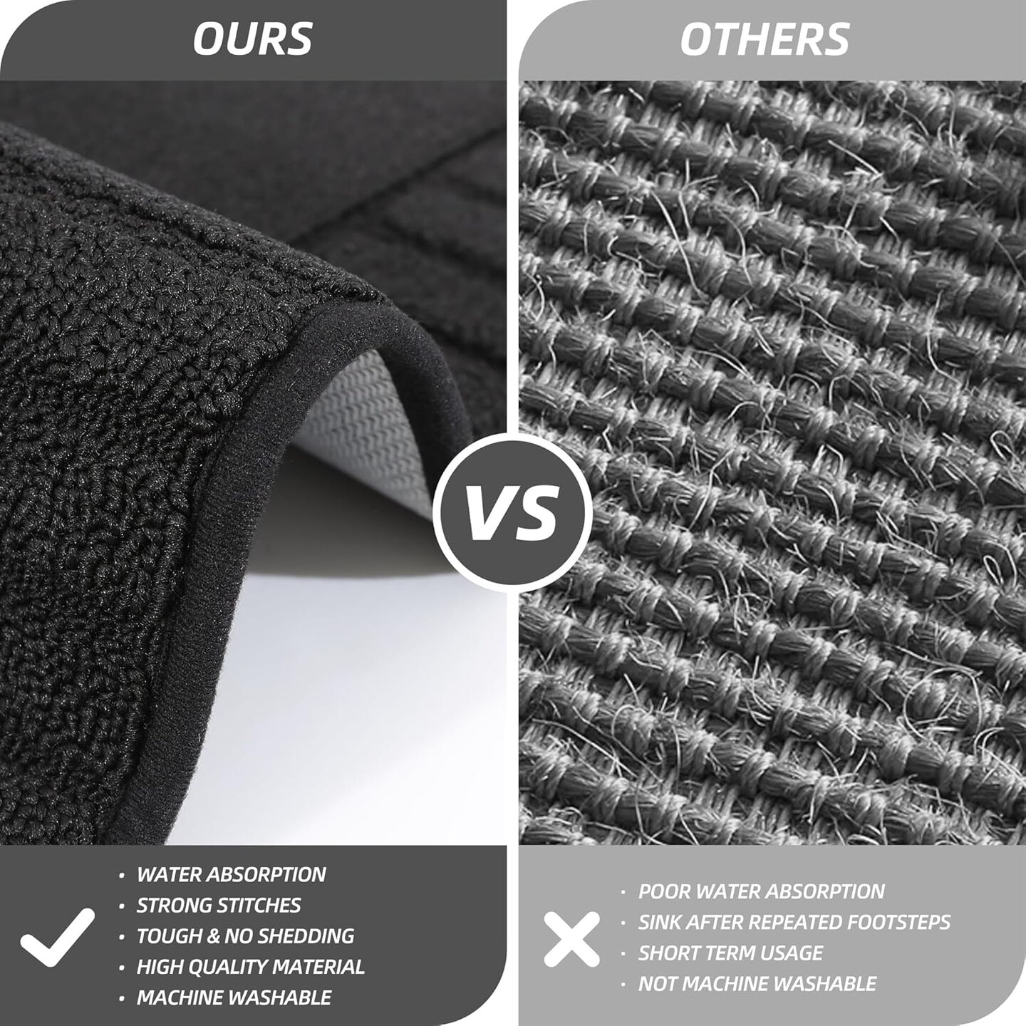 Non-Slip Kitchen Runner Rug 24"x60" – Black, Absorbent, Machine Washable