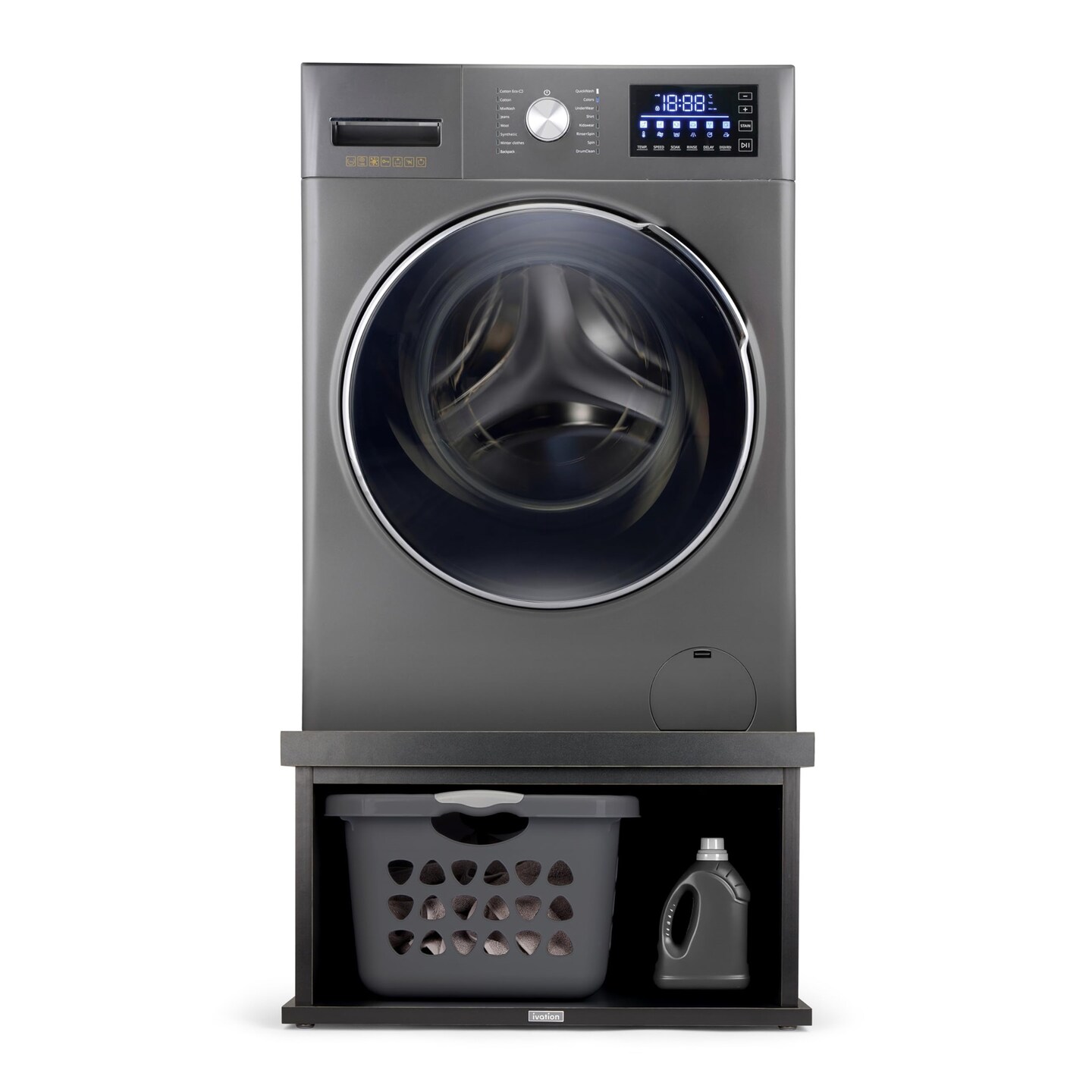 Ivation Wooden Laundry Pedestal (Charcoal) for Washer &#x26; Dryer, Universal Fit