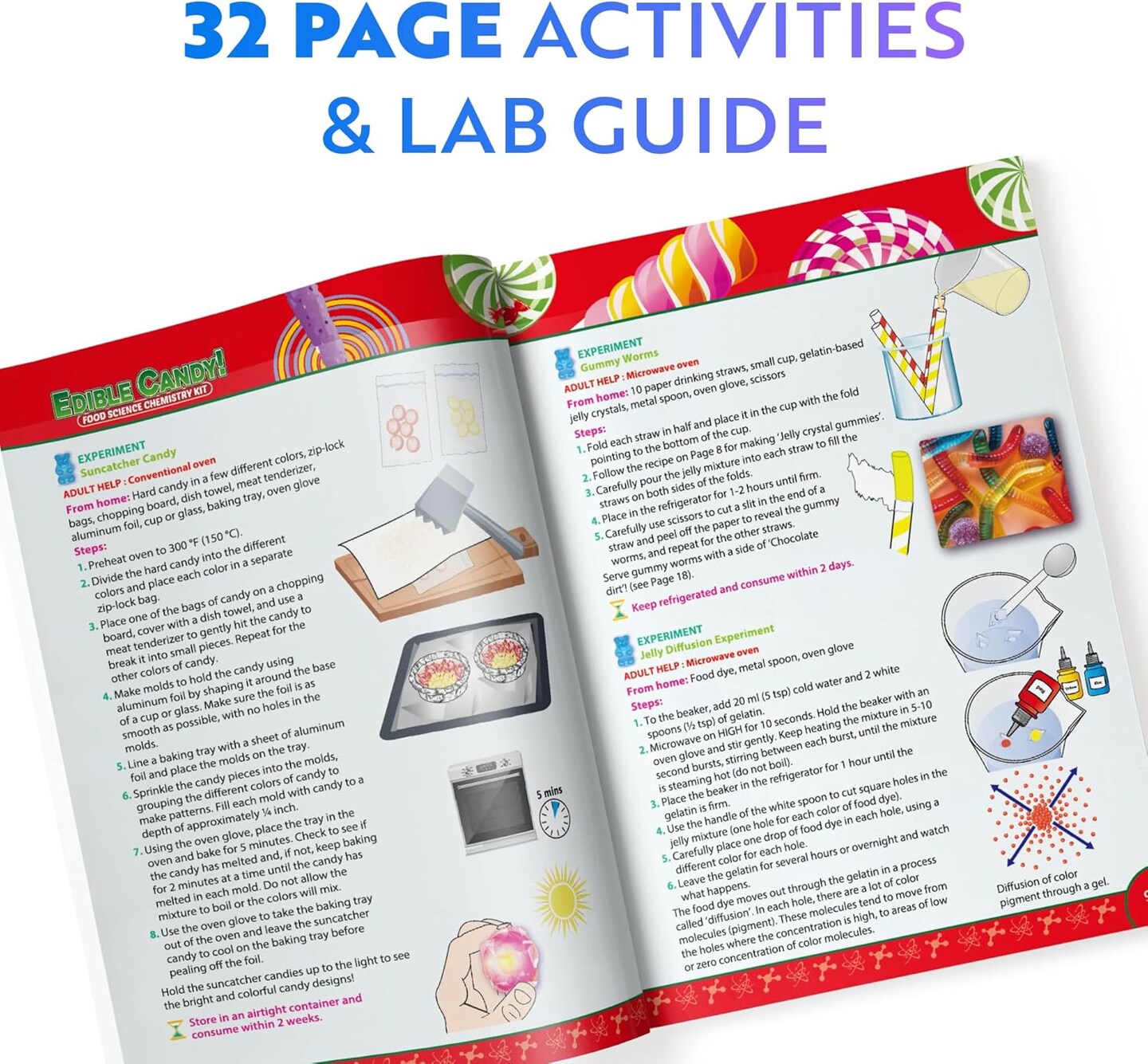 Edible Candy Making Science Kit for Kids Ages 8-12 Years Old - Food Science Chemistry Kid Science Kit with 40 Experiments to Make Your Own Chocolates, Educational Science Kits for Boy &#x26; Girls