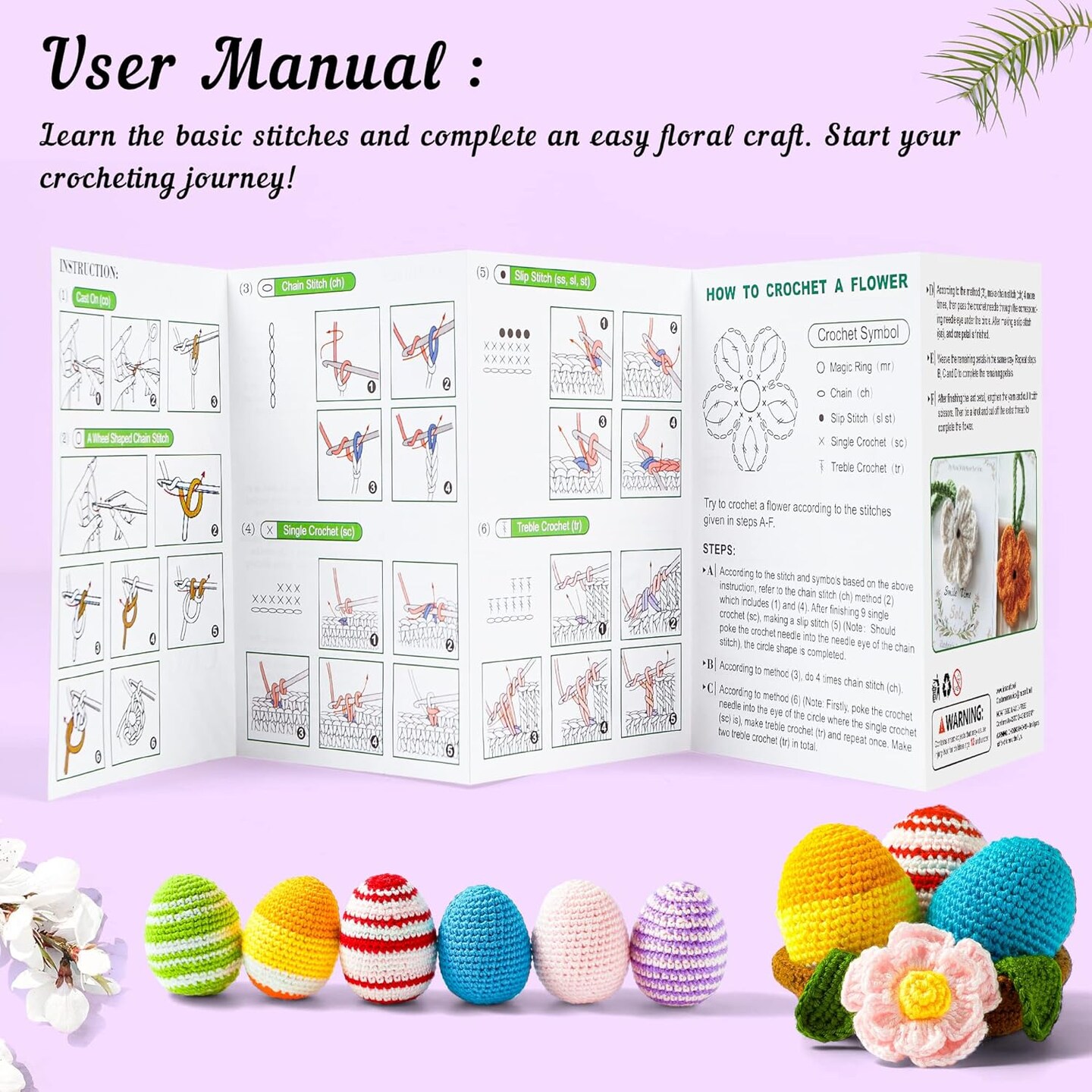 Crochet Yarn Kit for Beginners, Adults & Kids – 1650 Yards, 30 Multicolor Acrylic Skeins with Hooks, Purple Storage Bag & 73-Piece Crochet Tool Set, Perfect for Amigurumi, Scarves & DIY Projects