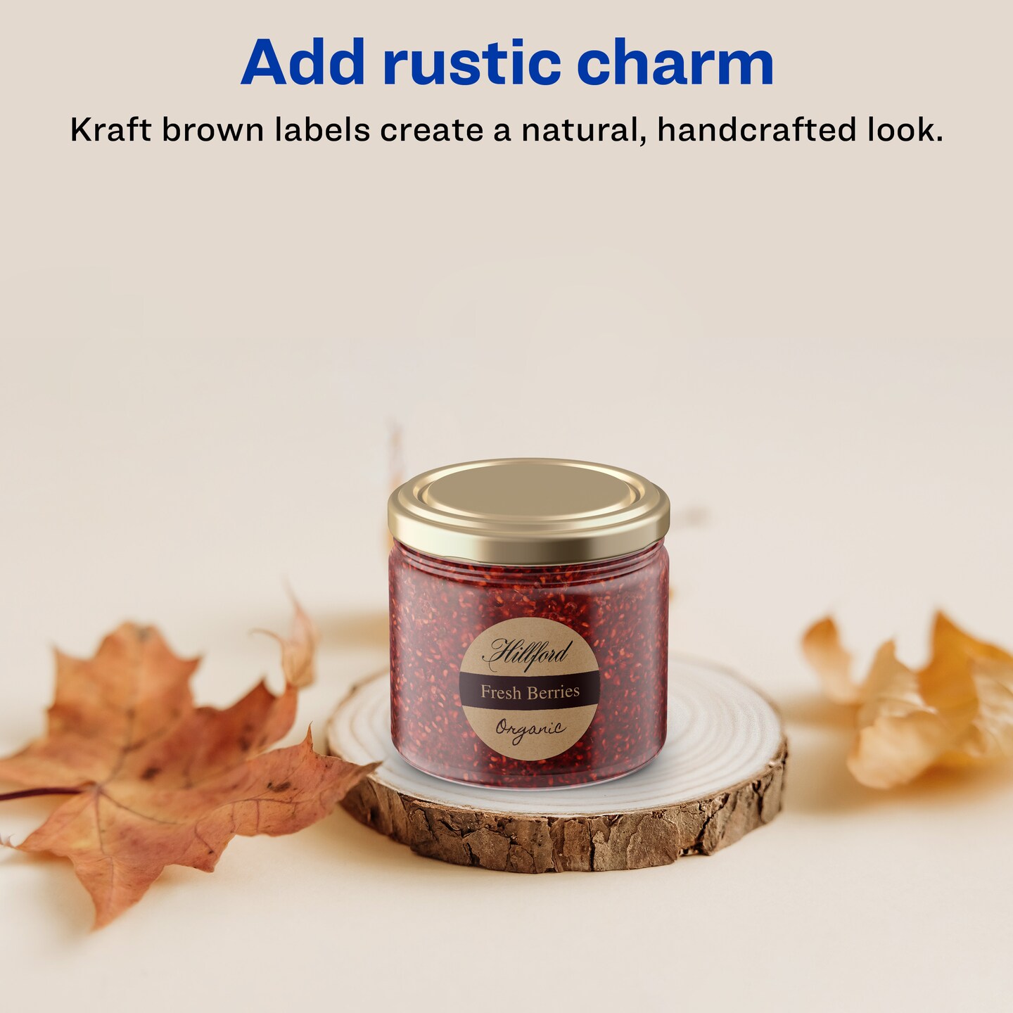 Avery Kraft Brown Round Labels with Sure Feed, 1.25&#x22; diameter