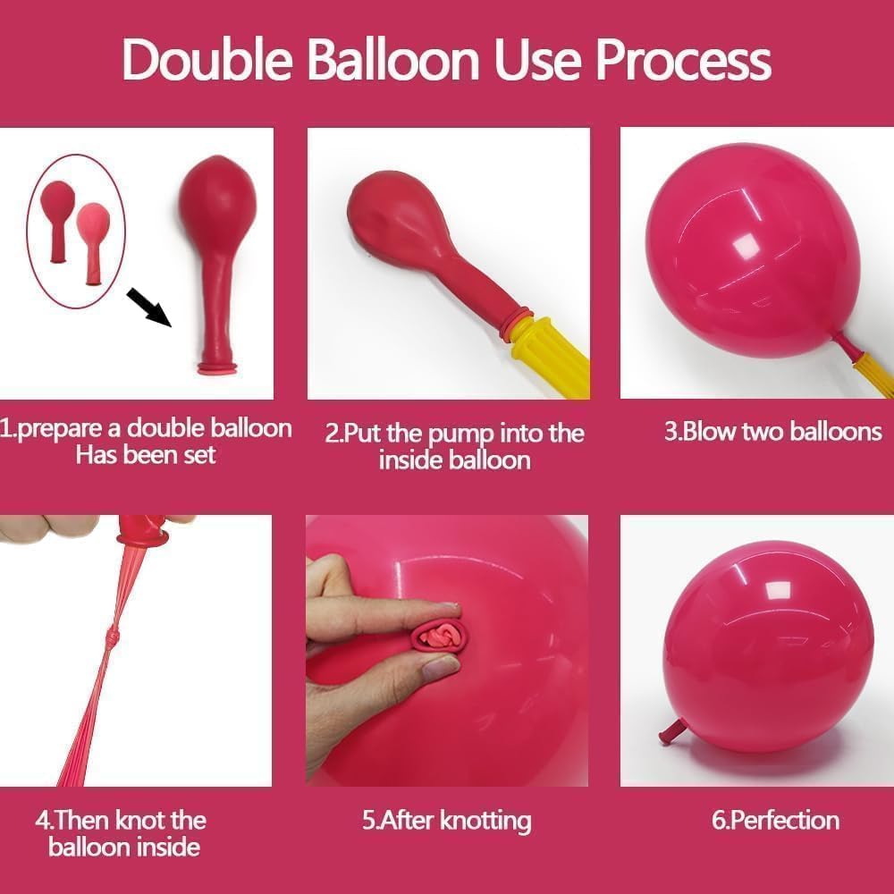 Pink Orange Balloon Garland Double Stuffed (Hot Pink Orange Metallic Gold)