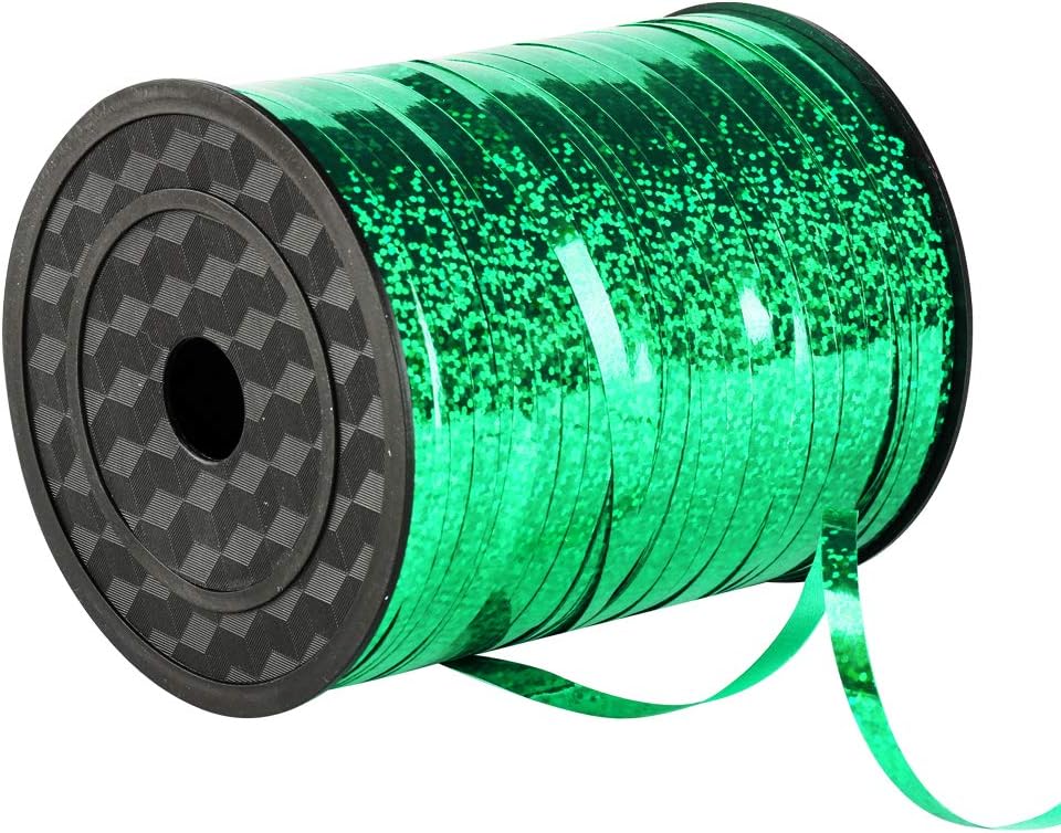 500 Yards Green Crimped Curling Ribbon Shiny Metallic Balloon Roll for Gift Box Wrapping Ribbon Florist Flowers Decoration,Church Stage Design,Party Decorations, Festival Art Craft Decor