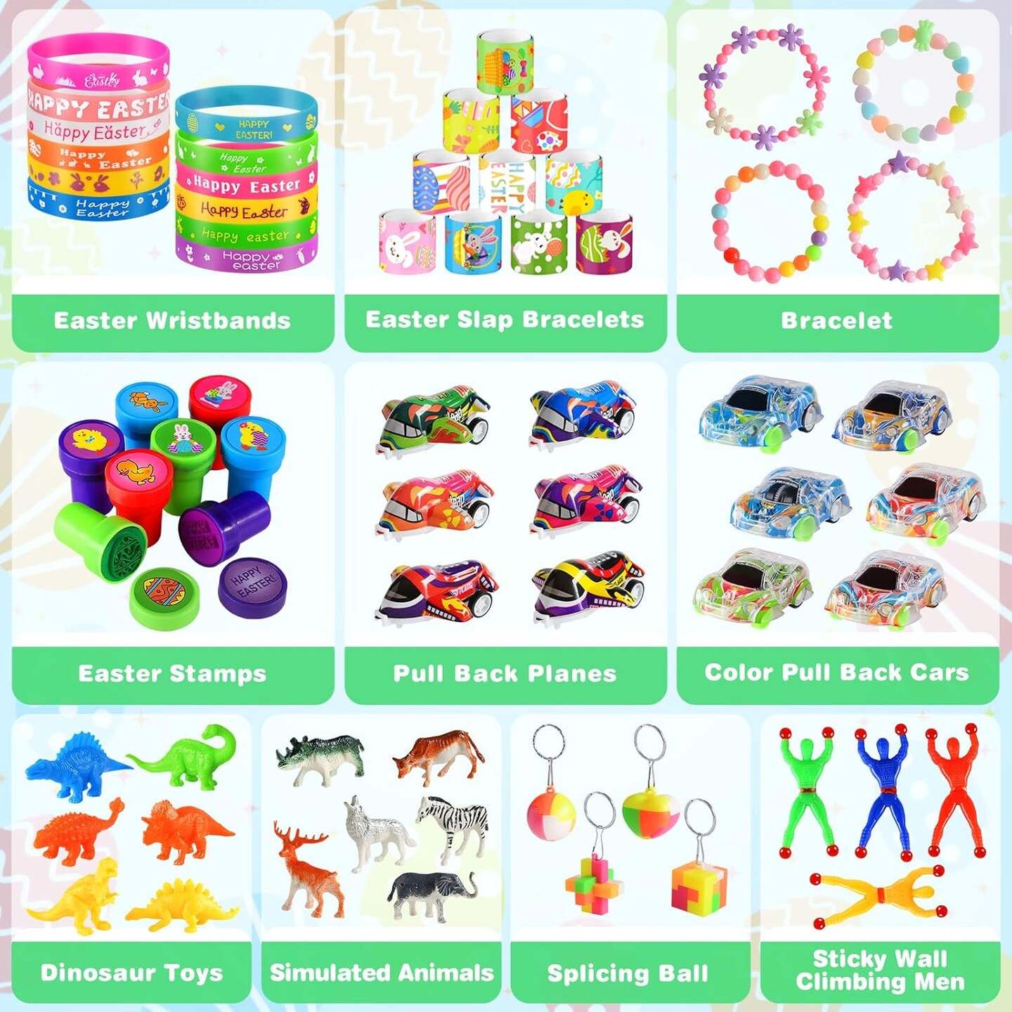 100Pcs Prefilled Easter Eggs with Toys, Filled Easter Eggs with Toys Inside, Easter Eggs Filled Basket Stuffed