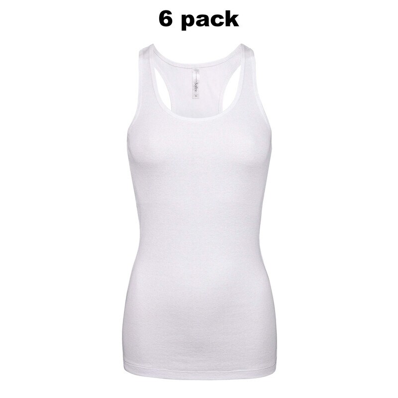 Ladies Cotton Ribbed Knit Racerback Tank Top