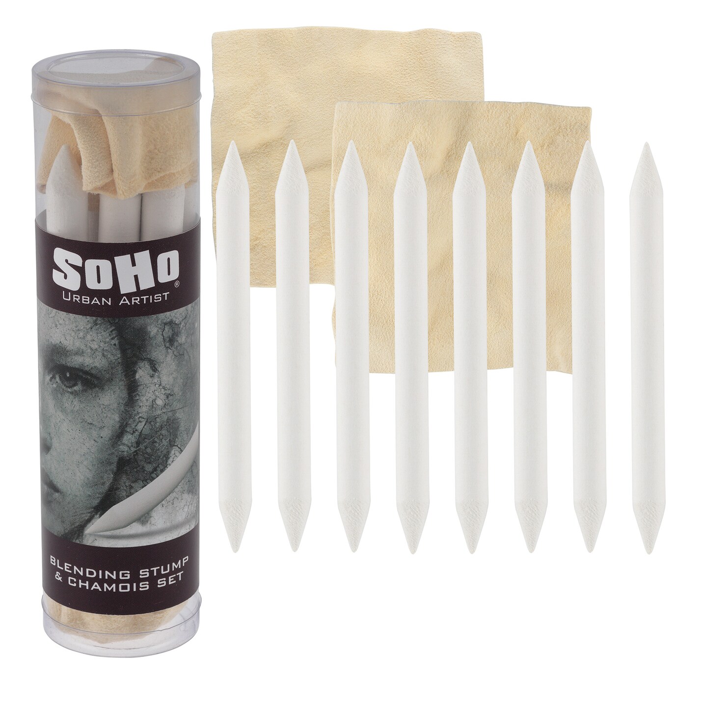 SoHo Urban Artist Blending Stumps &#x26; Chamois Tube &#x2013; 8-Piece Set for Sketching, Shading &#x26; Blending