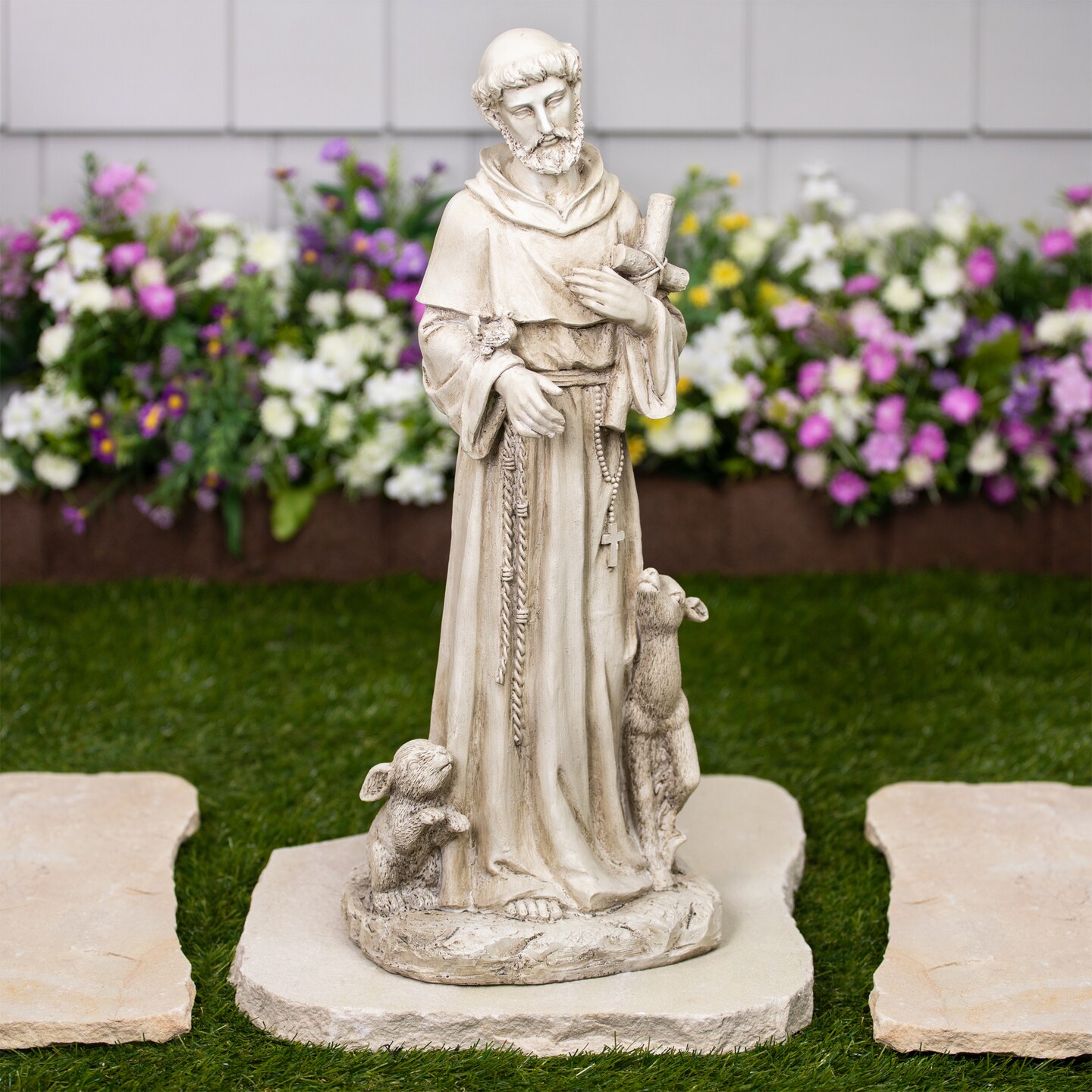Northlight St. Francis Of Assisi with Animals Outdoor Garden Statue - 20&#x22;
