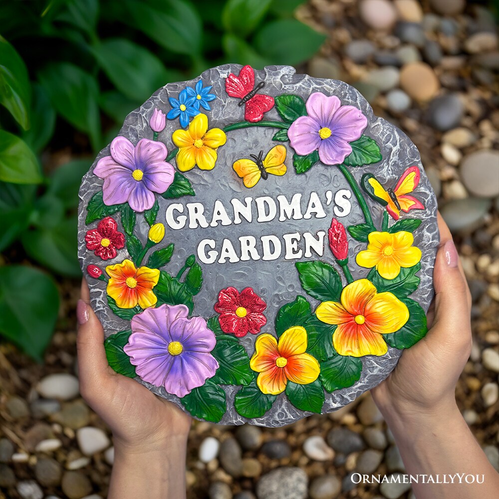 Grandma&#x2019;s Garden Floral Stepping Stone, 9.5&#x22; Decorative Outdoor Decoration