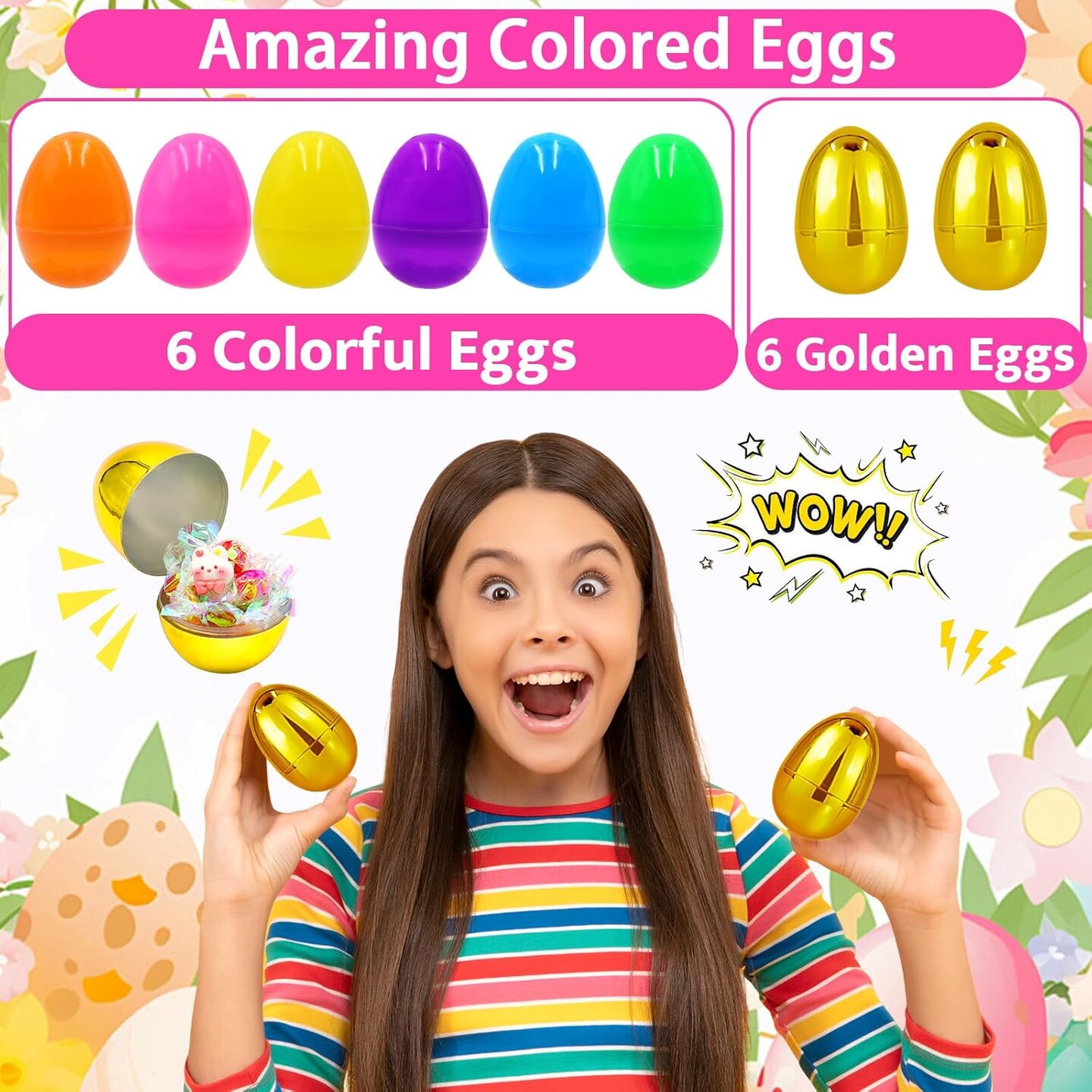 200 PCS 3&#x22; Large Plastic Easter Eggs Fillable Easter Eggs Empty Colorful Plastic Eggs Bulks for Kids Boys Girls Easter Basket Stuffers