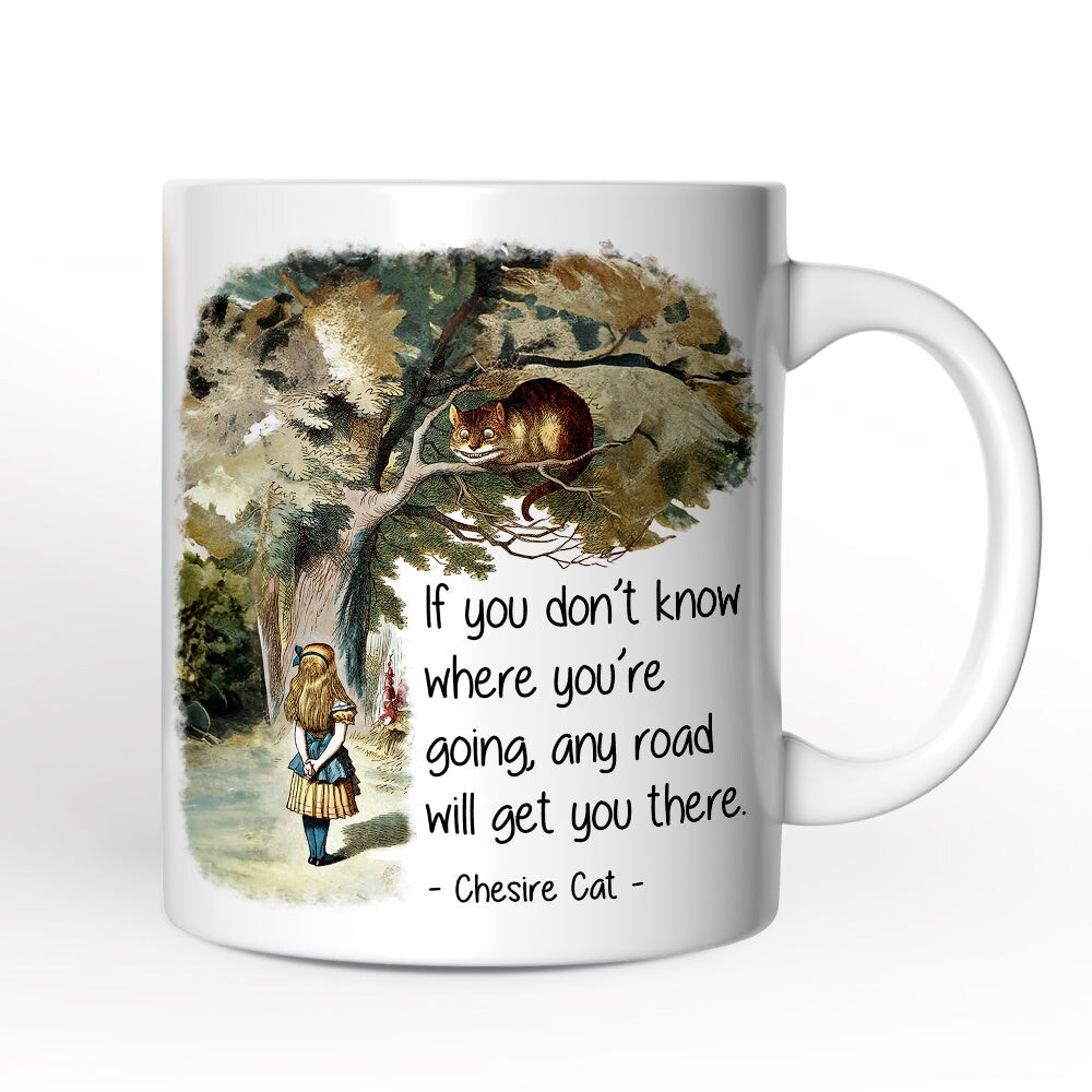 Getting Lost Cheshire Cat Quote Mug, Vintage Alice&#x27;s Adventures in Wonderland