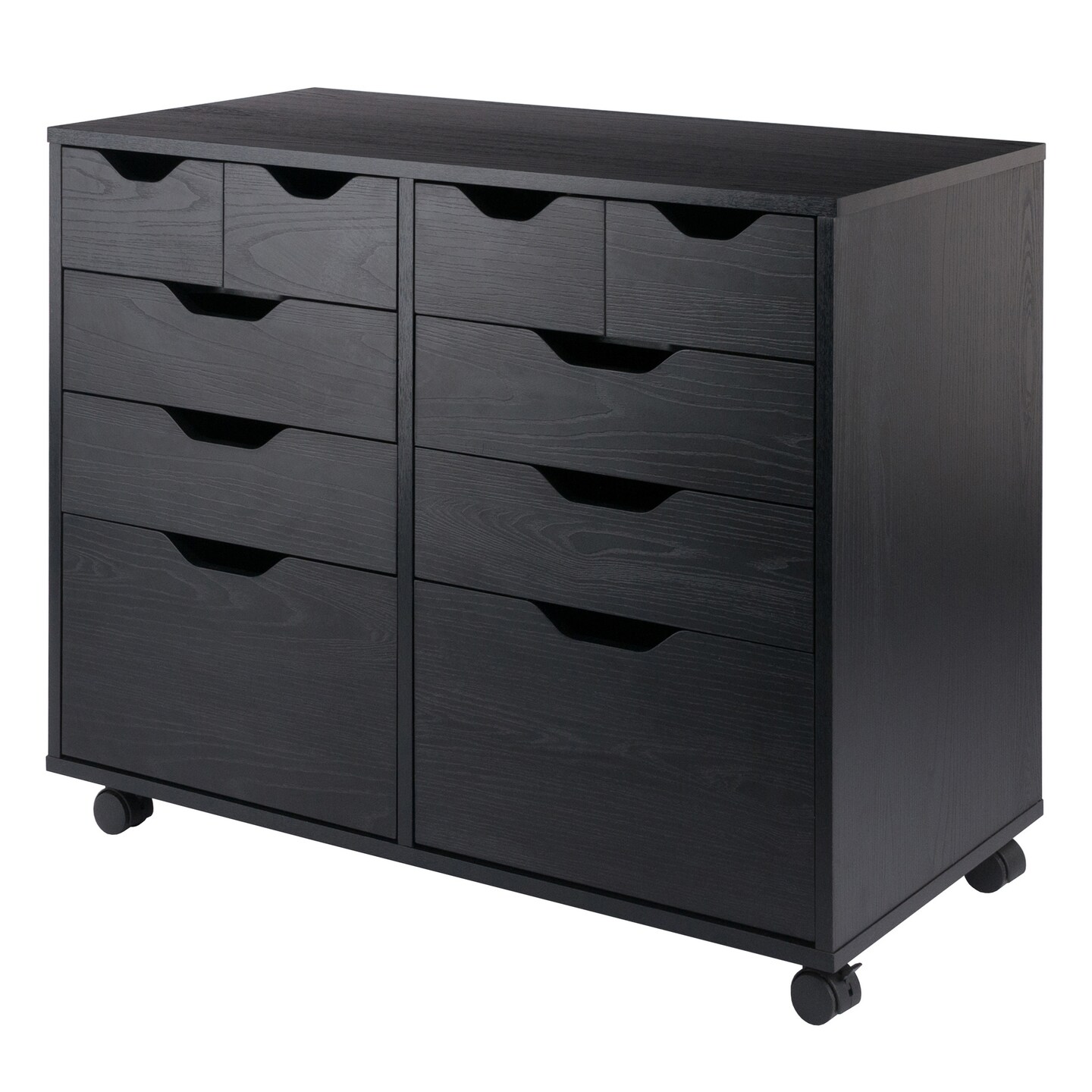 Contemporary Home Living Mobile Storage Cabinet Set with Bins and Drawers - 32" - Black