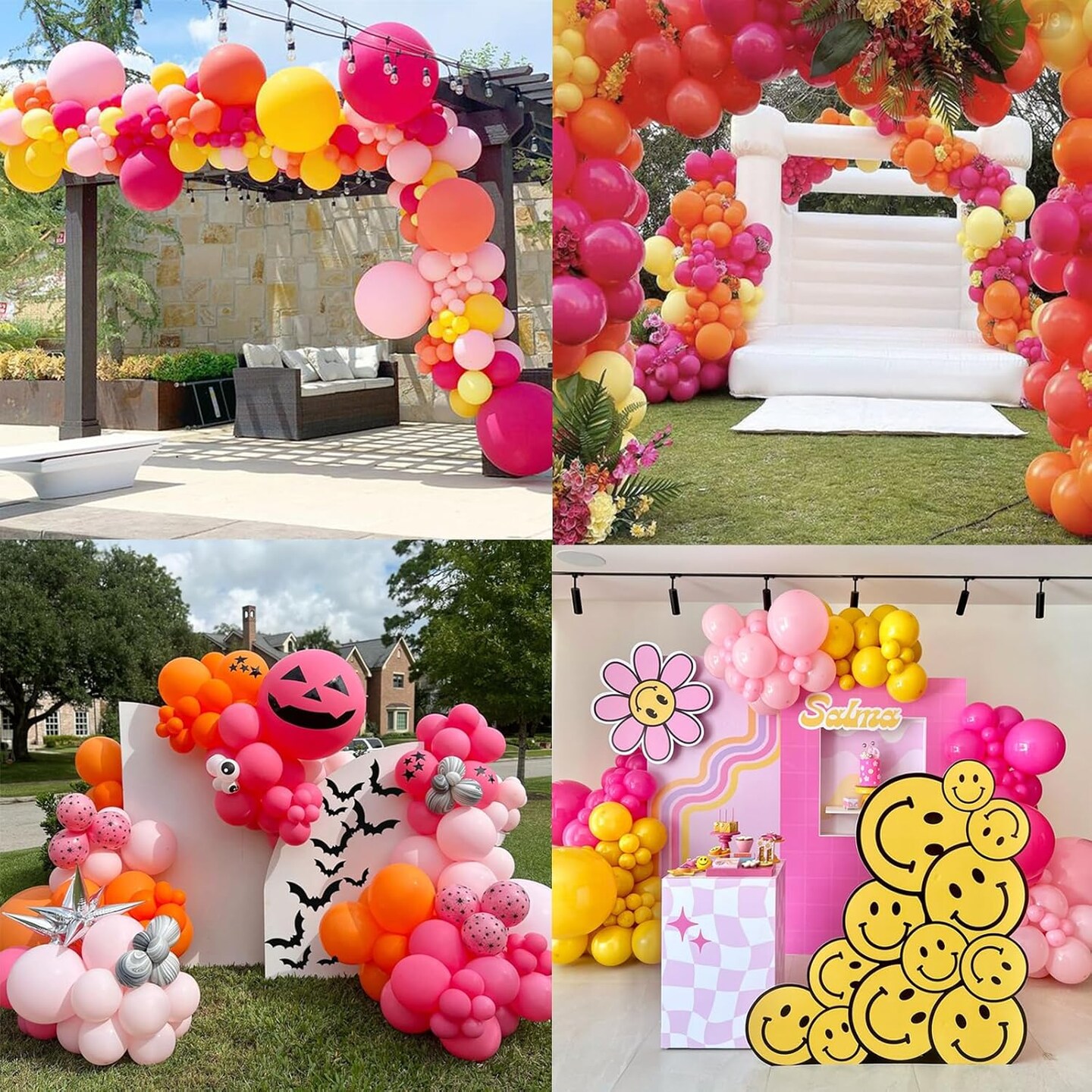 Light Pink Hot Pink Yellow Autumn Latex Balloons(Pink Orange Yellow)